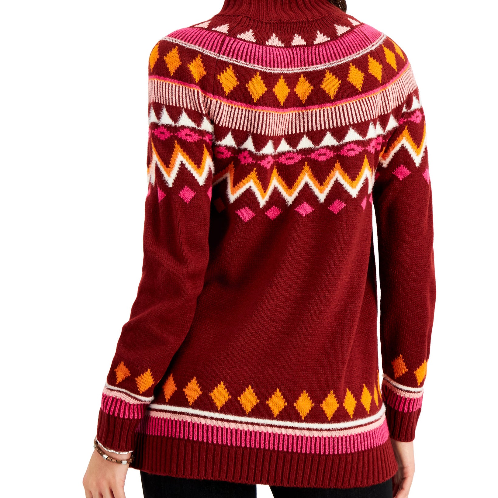 Style & Co Women Fair Isle Mock Neck Sweater