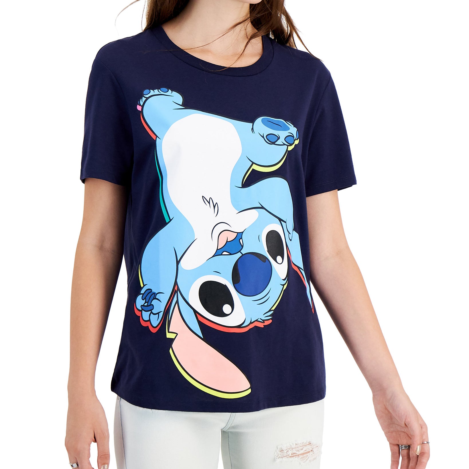 Disney Women Stitch T Shirt Peacoat