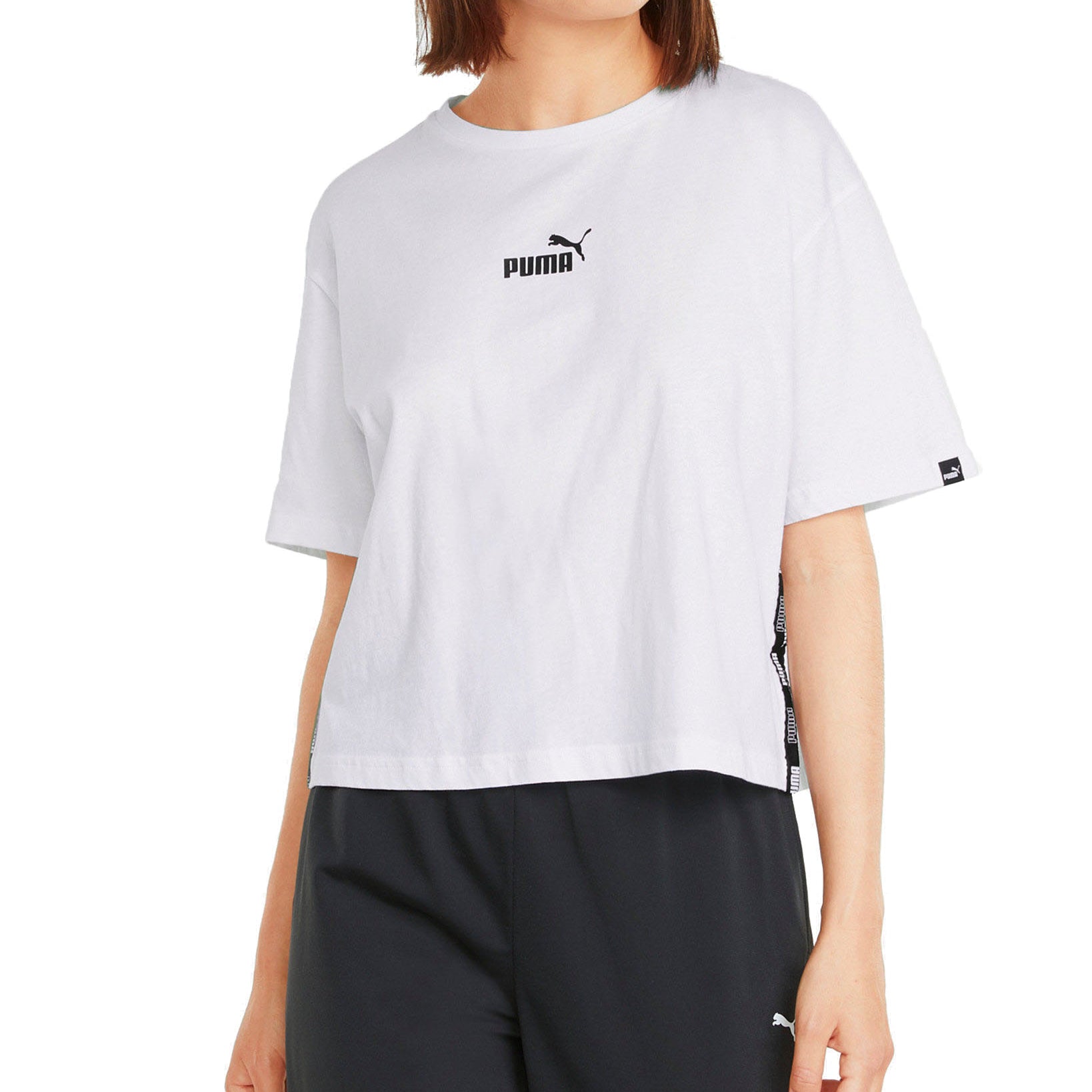 Puma Women Power Cotton Cropped T Shirt Puma White