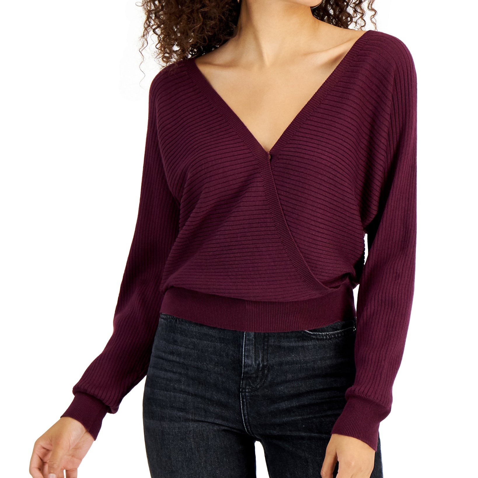 Planet Gold Women Double V Neck Sweater