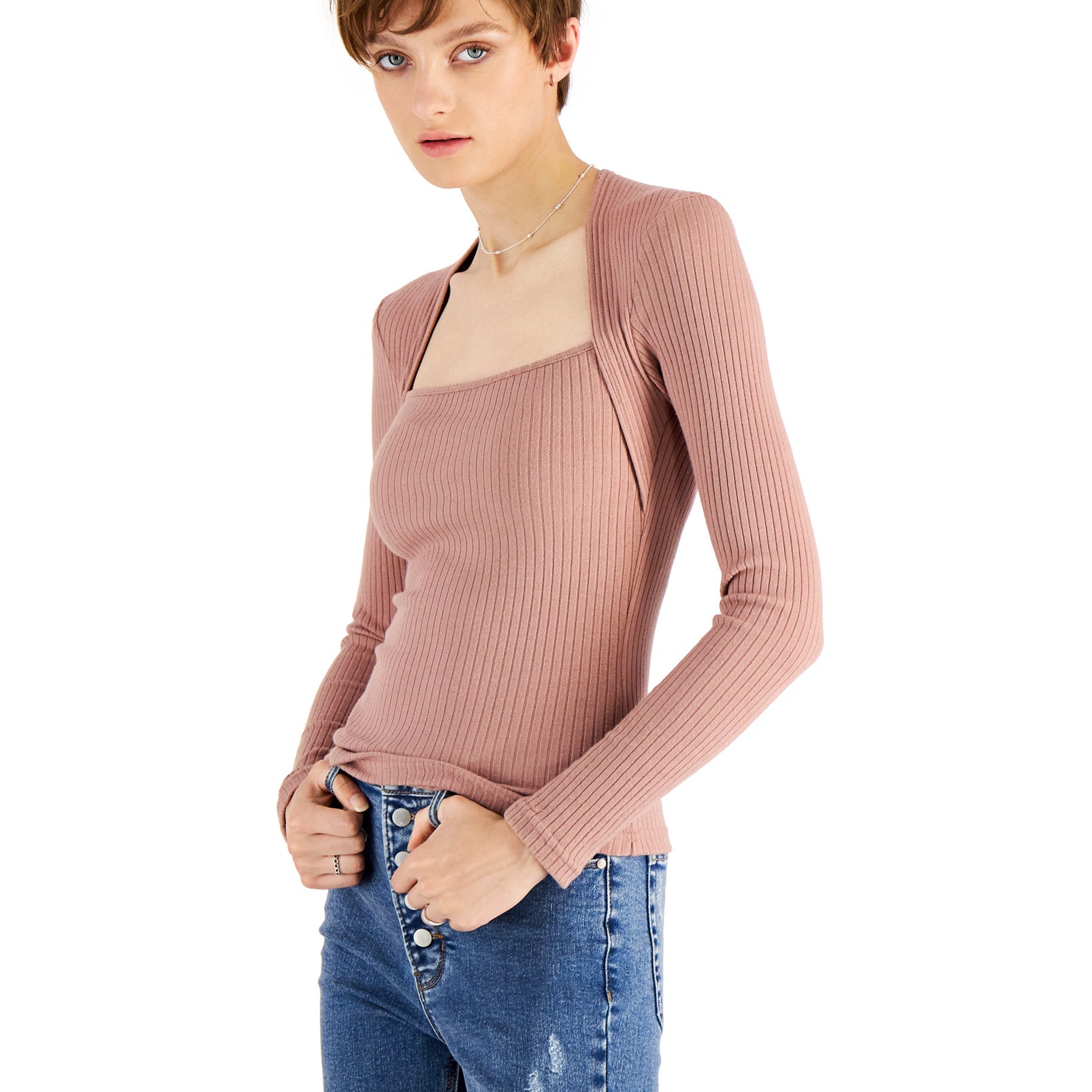 And Now This Women Square Neck Top Dkmau