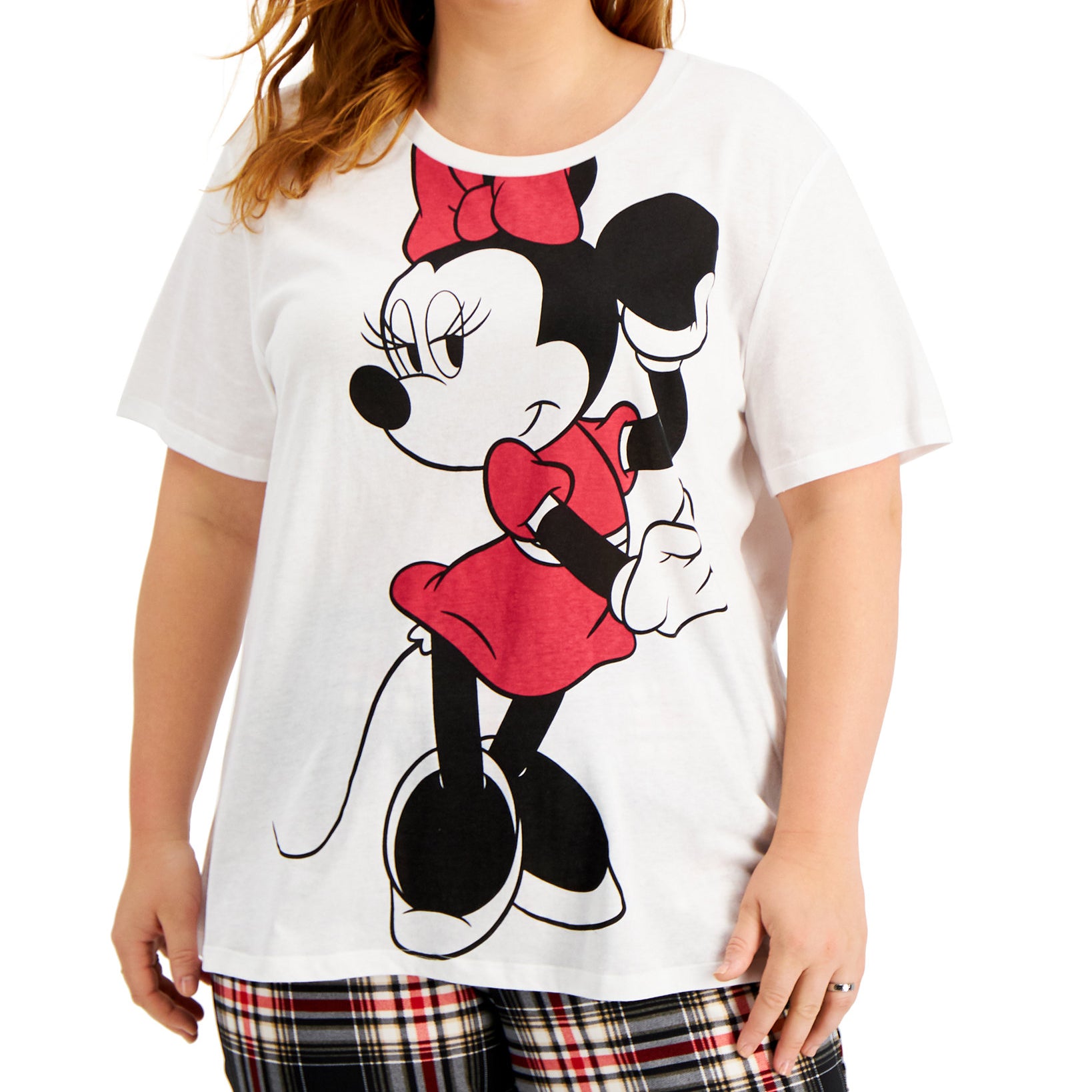 Love Tribe Women Plus Trendy Minnie Mouse T Shirt White