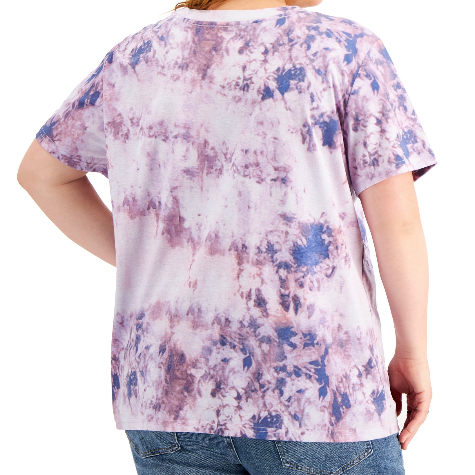 Mighty Fine Women Plus Trendy Tie Dyed Graphic Print T Shirt