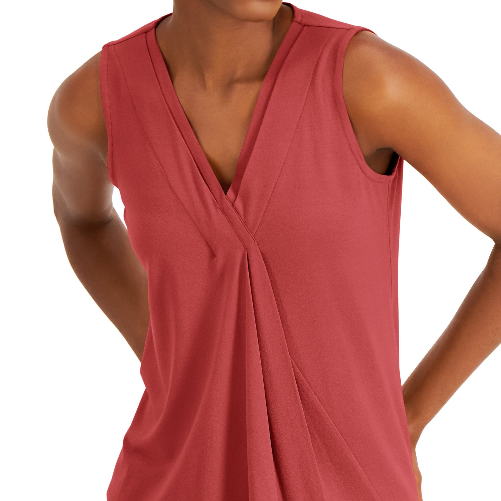 Alfani Women Sleeveless Pleated V Neck Shirt