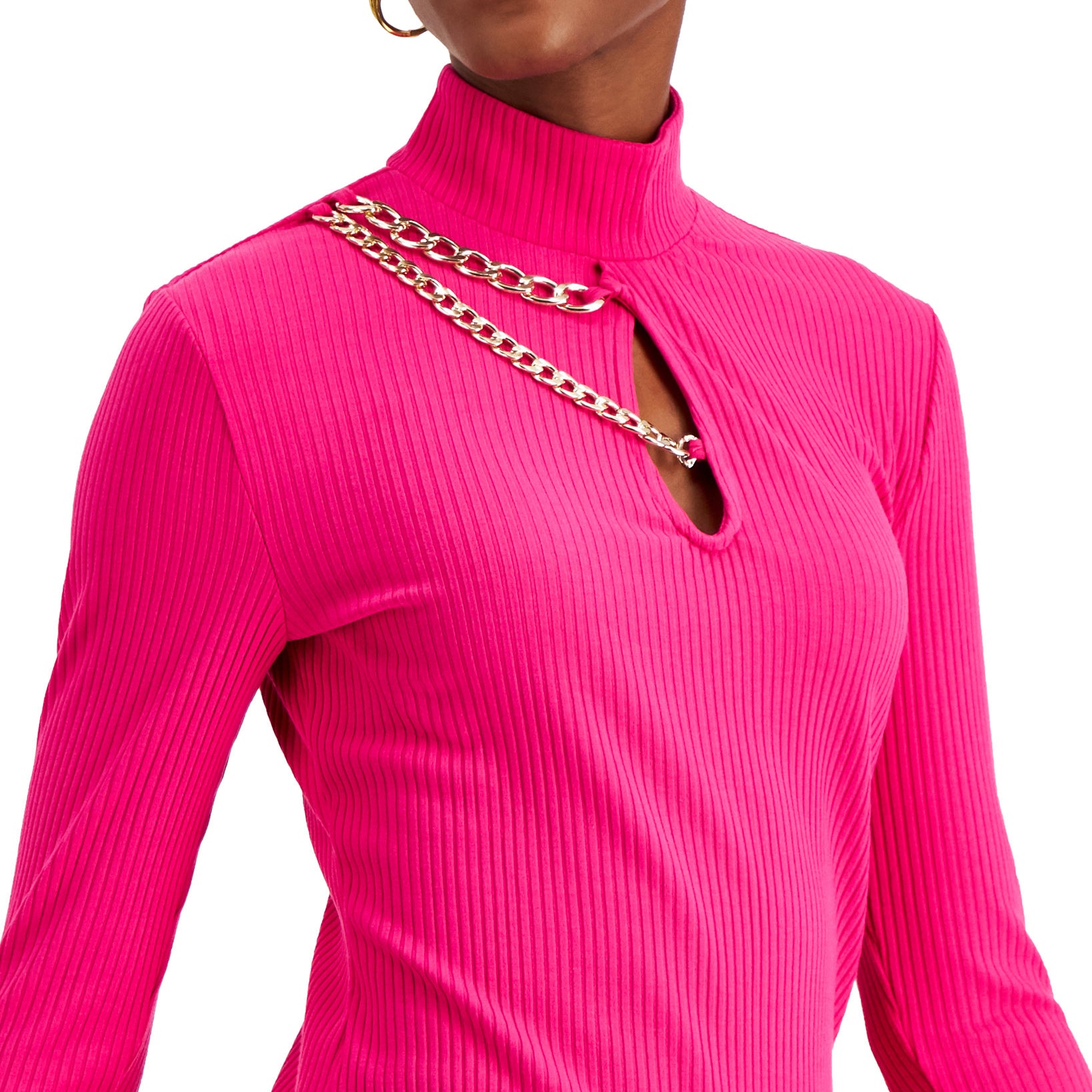 INC International Concepts Women Chain Trim Keyhole Top