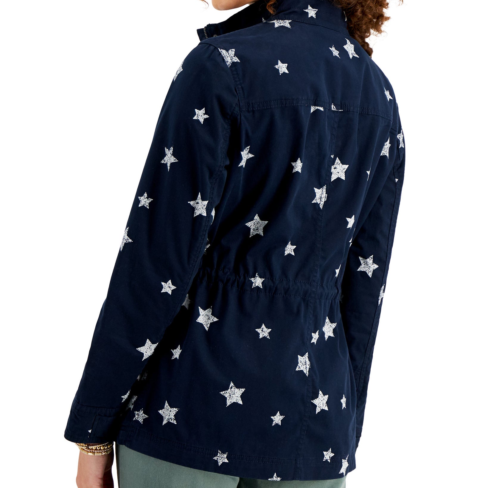 Style & Co Women Printed Twill Zip Front Jacket