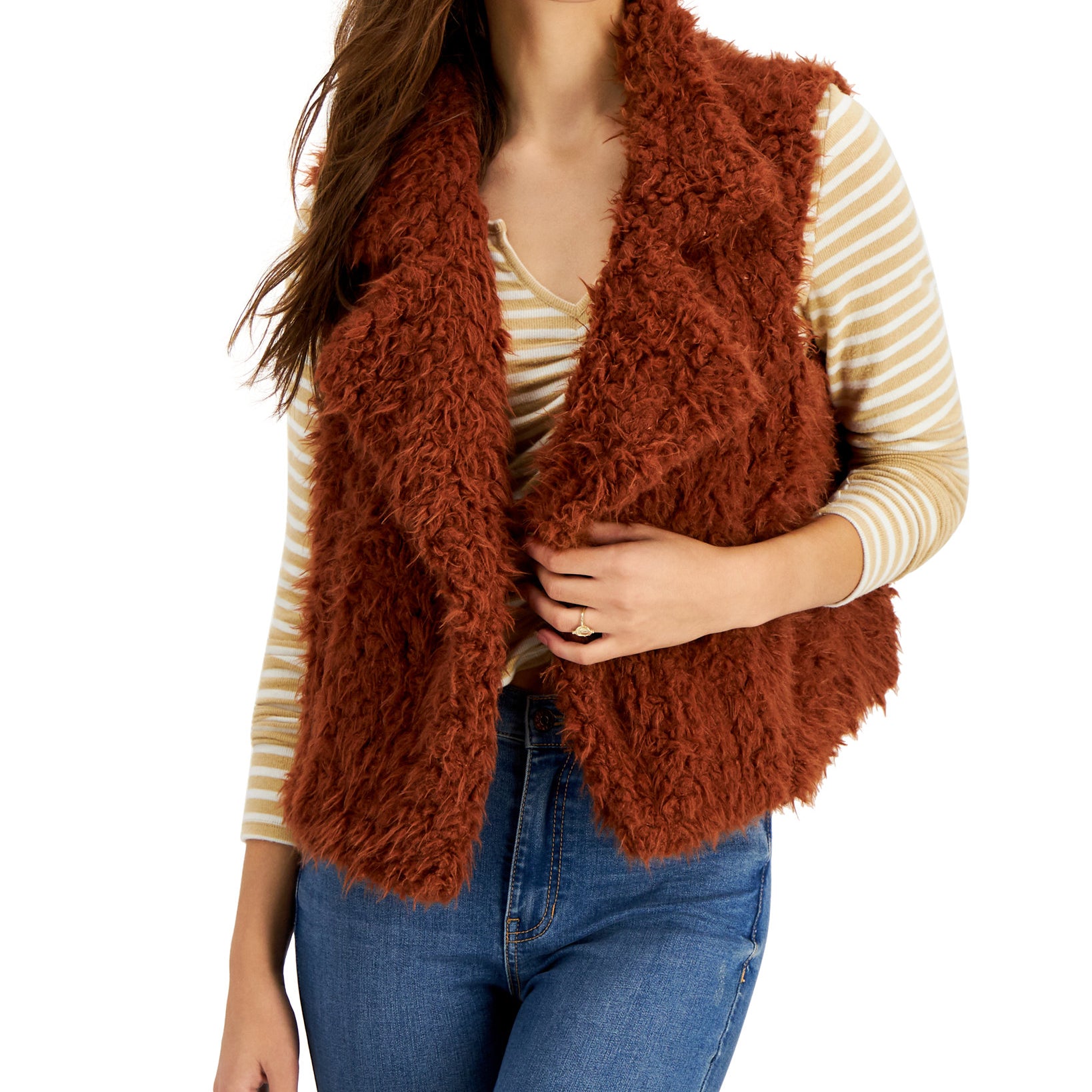 Self Esteem Women Woobie Faux Fur Vest Gingerbread
