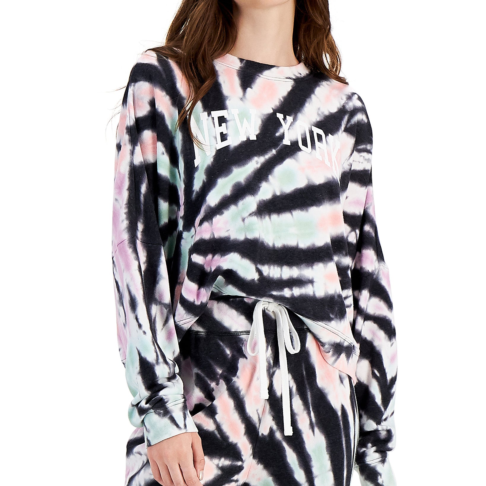 Grayson Threads Black Women New York Tie Dyed Sweatshirt Tie Dye Multi