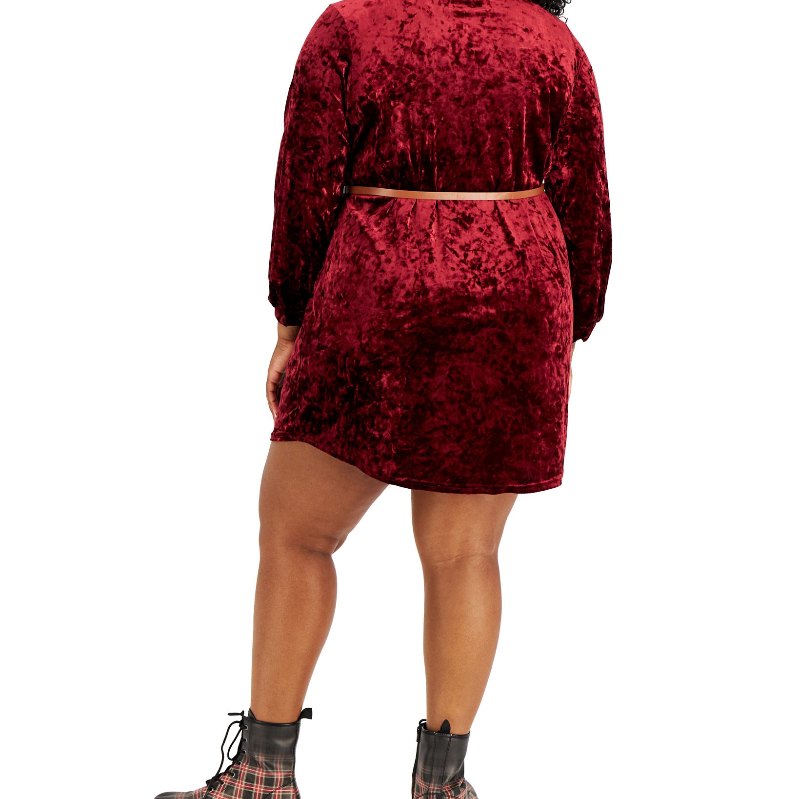 FULL CIRCLE TRENDS Women Plus Trendy Crushed Velvet Shirtdress