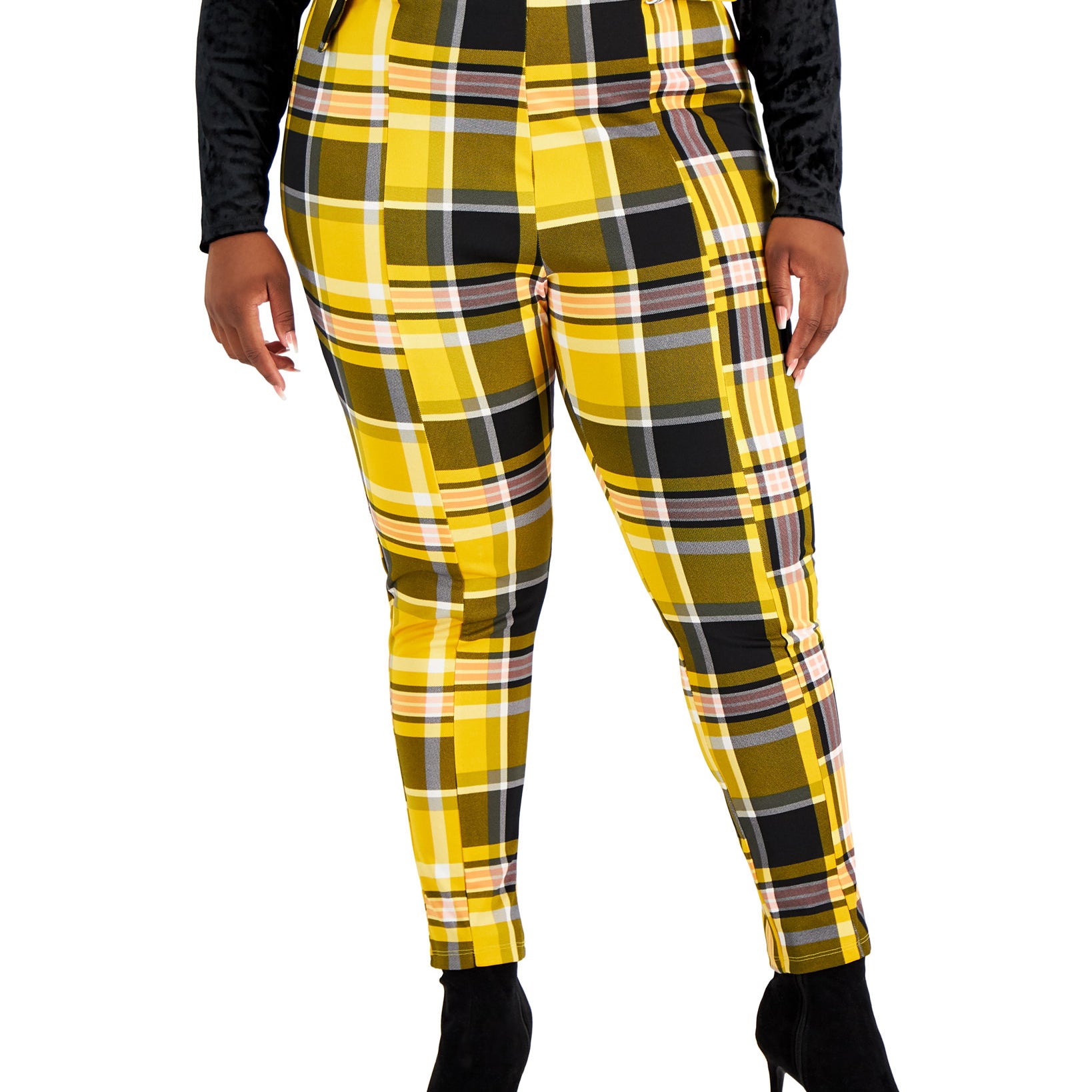 FULL CIRCLE TRENDS Women Plus Trendy Plaid Ankle Pants Lucid Plaid