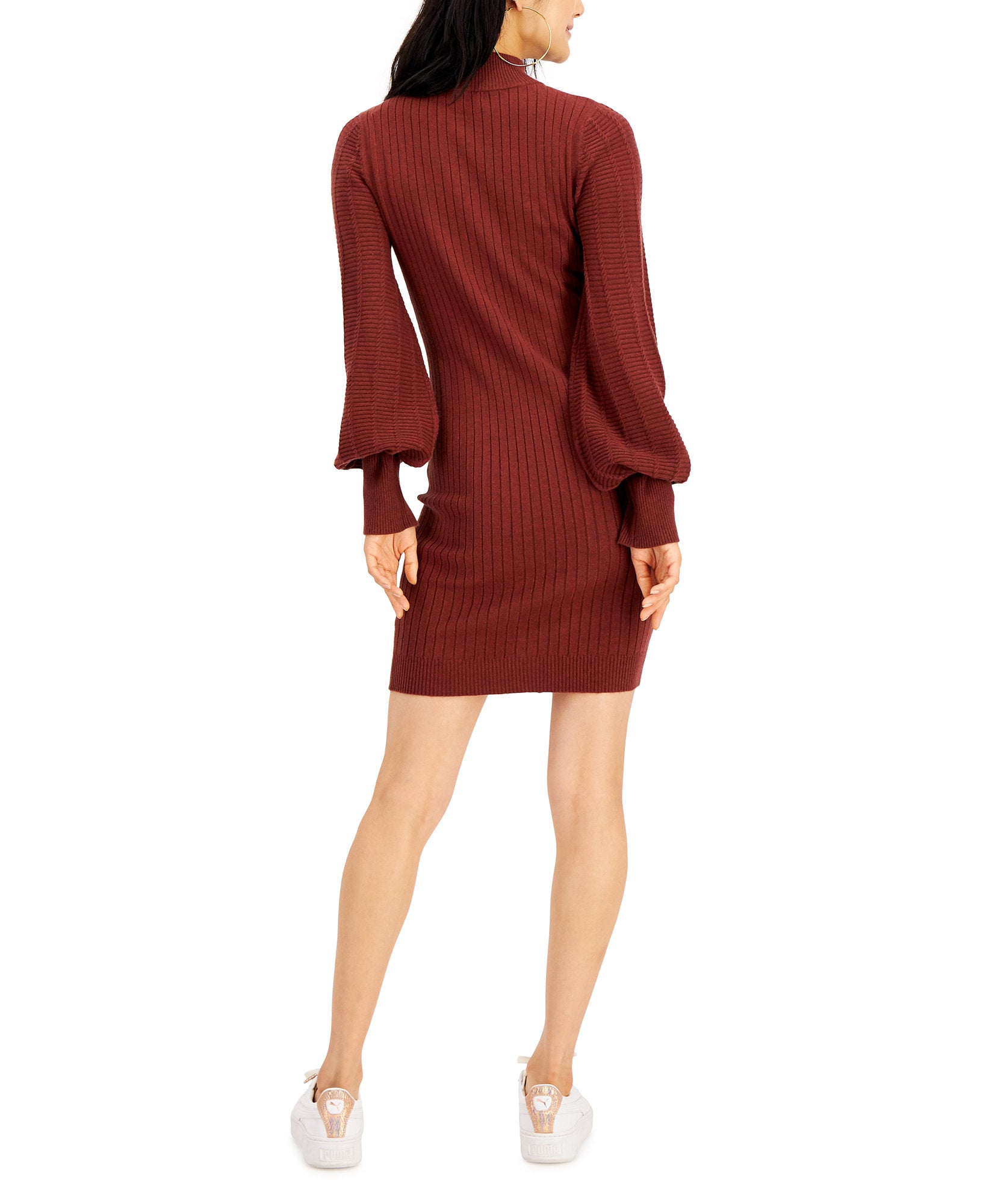 Hooked Up by IOT Women Balloon Sleeve Sweater Dress