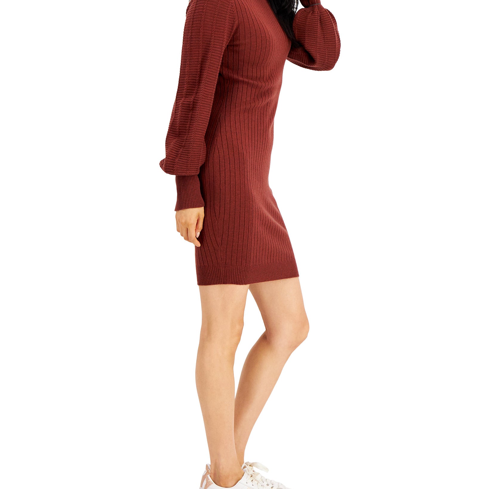Hooked Up by IOT Women Balloon Sleeve Sweater Dress