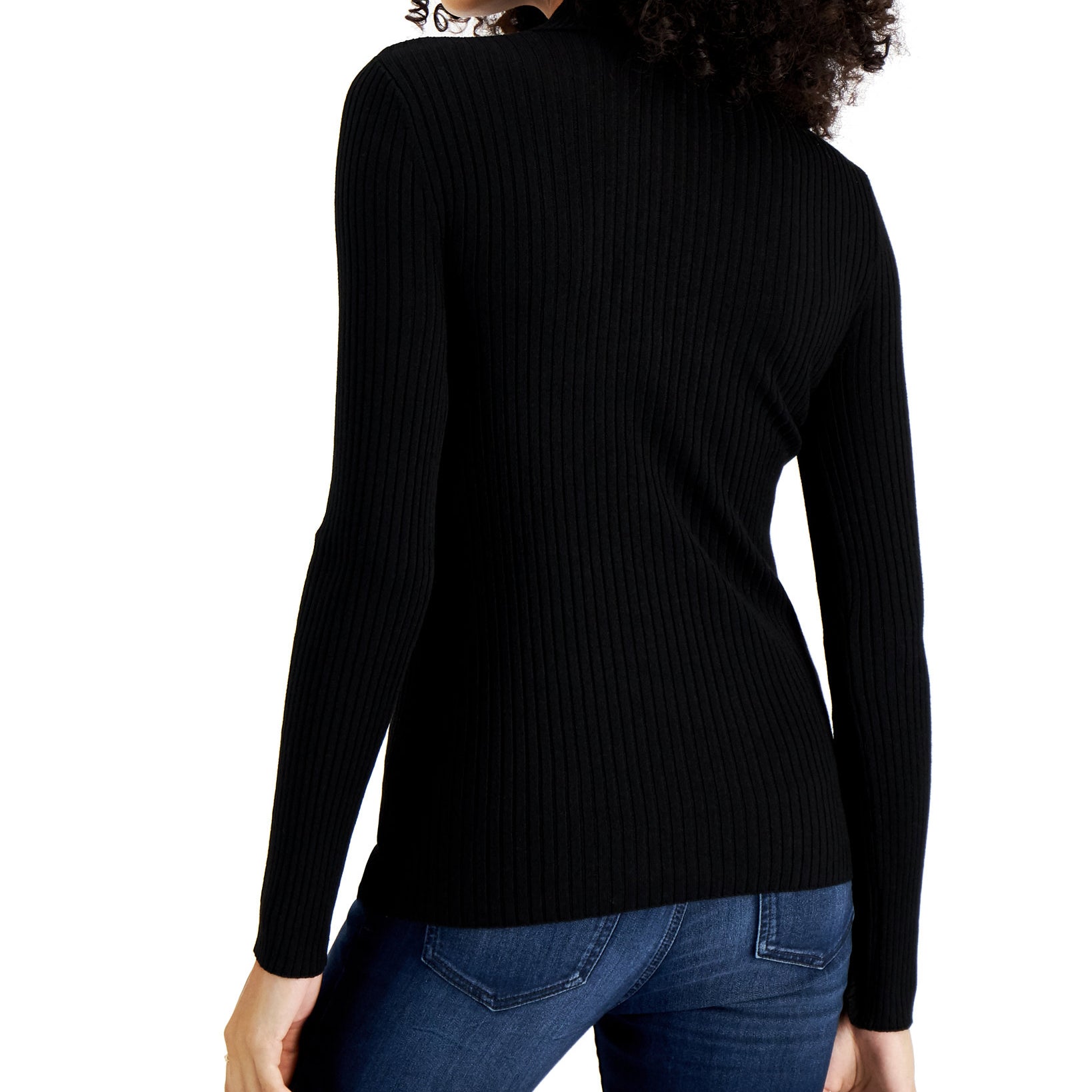 Planet Gold Women Lace Up Mock Neck Sweater