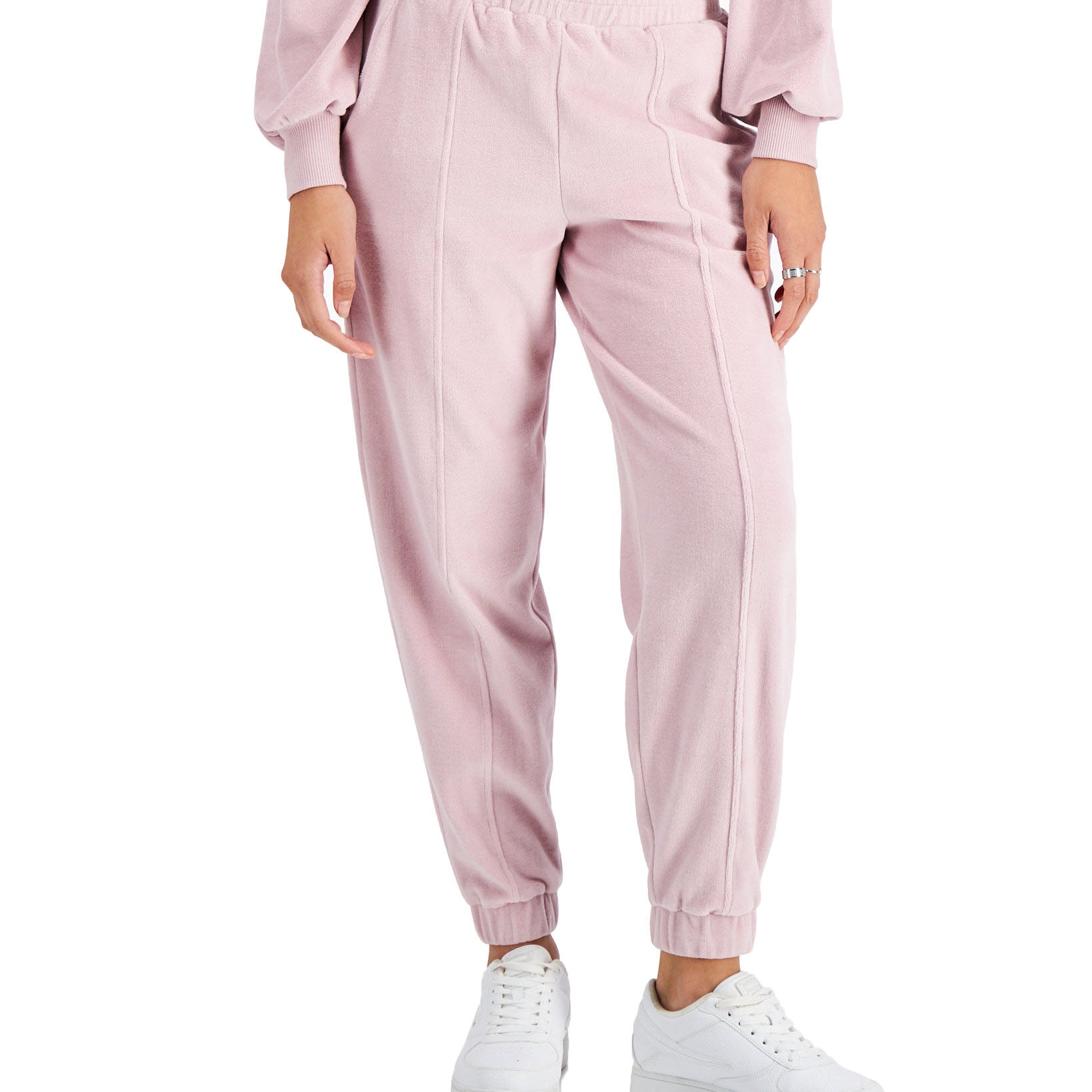 Vanilla Star Women Velour Jogger Pants Blush Pink