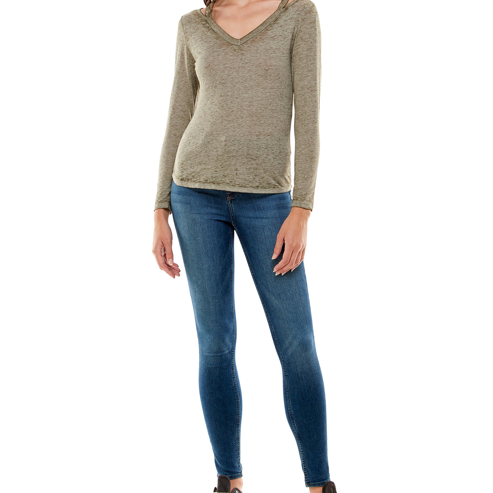 Derek Heart Women Shoulder Slit Top
