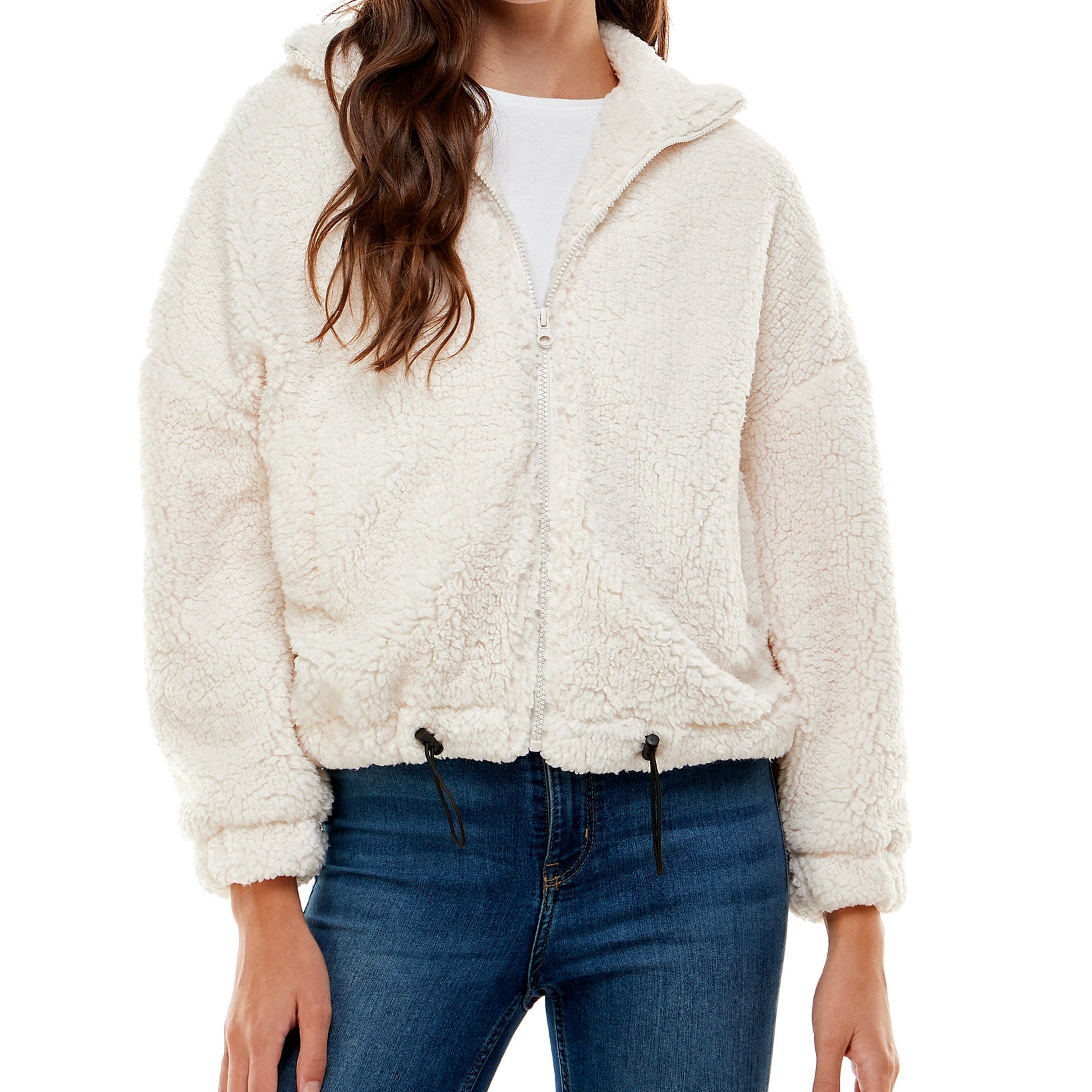 Derek Heart Women Teddy Bear Jacket Ivory