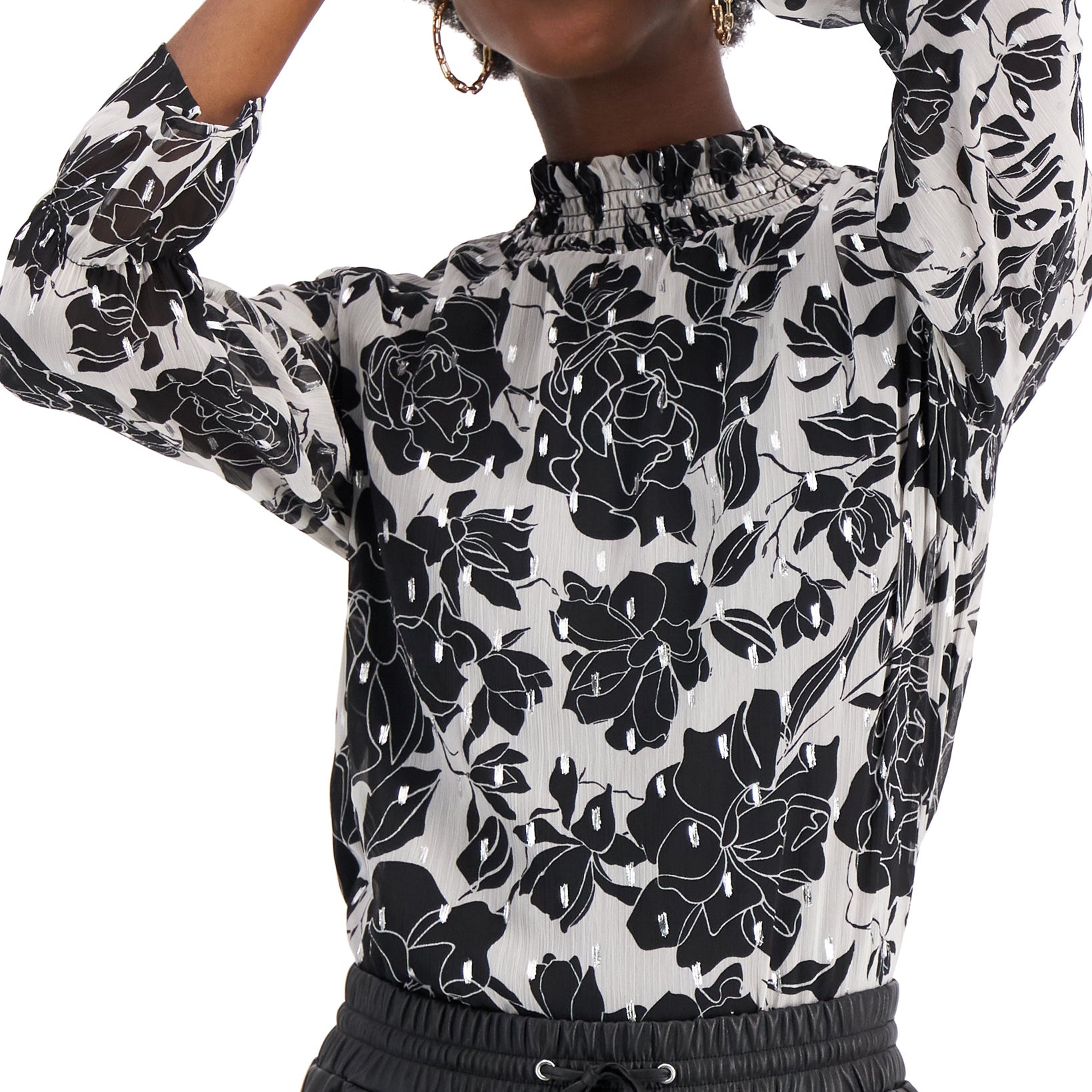 Willow Drive Women Ruffled Mock Neck Top