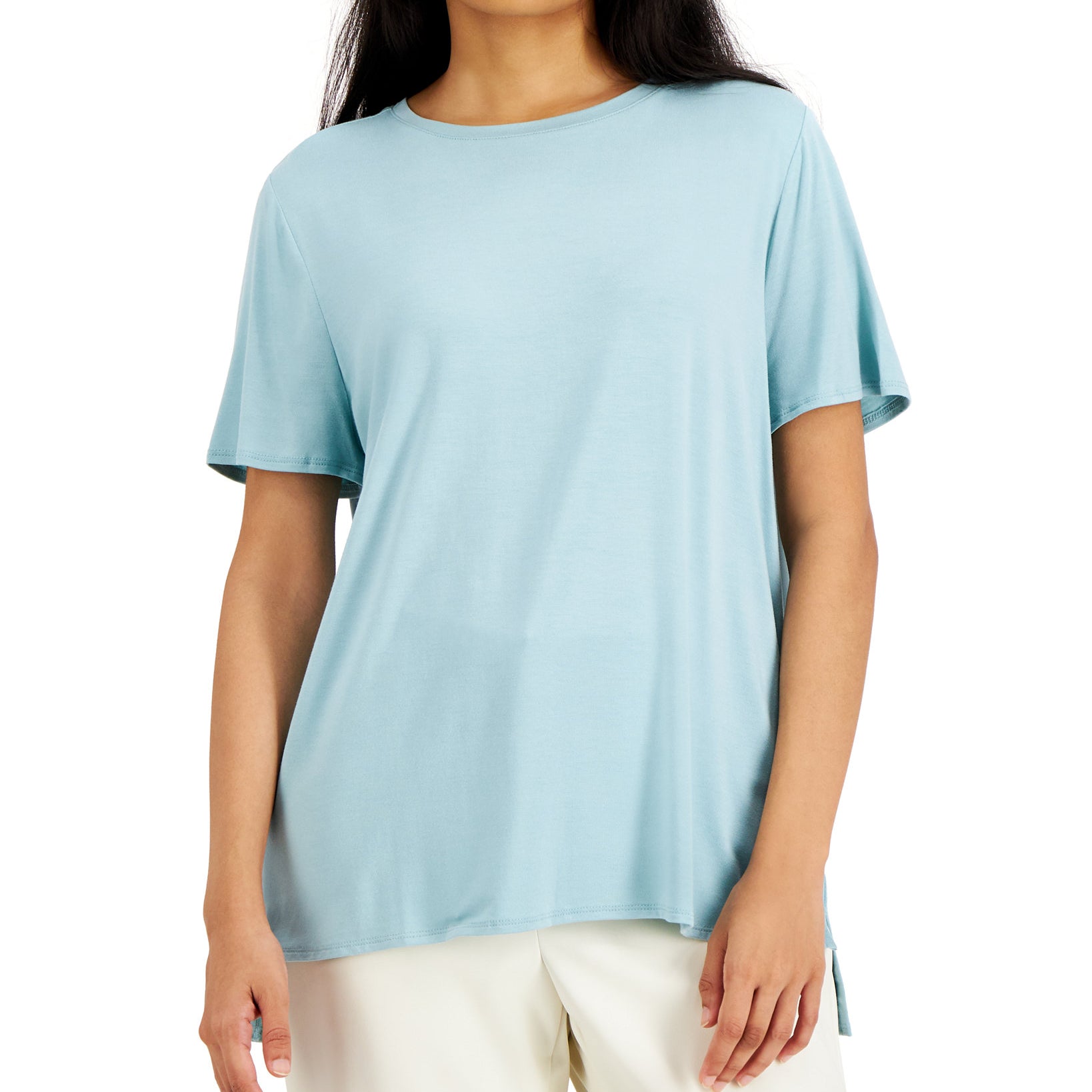Alfani Women Crewneck T Shirt Aquifer