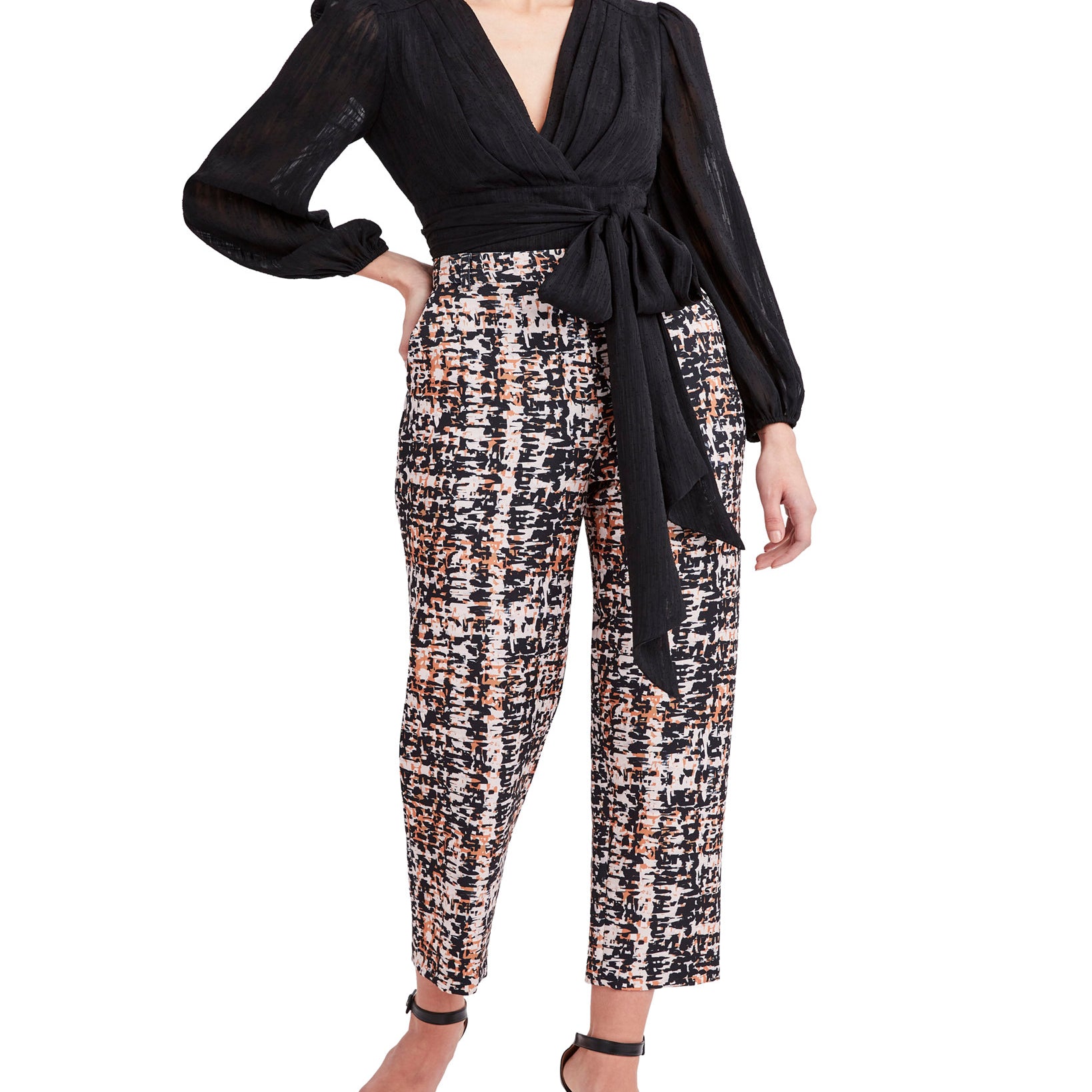 BCBGMAXAZRIA Women Cropped Tie Hem Top