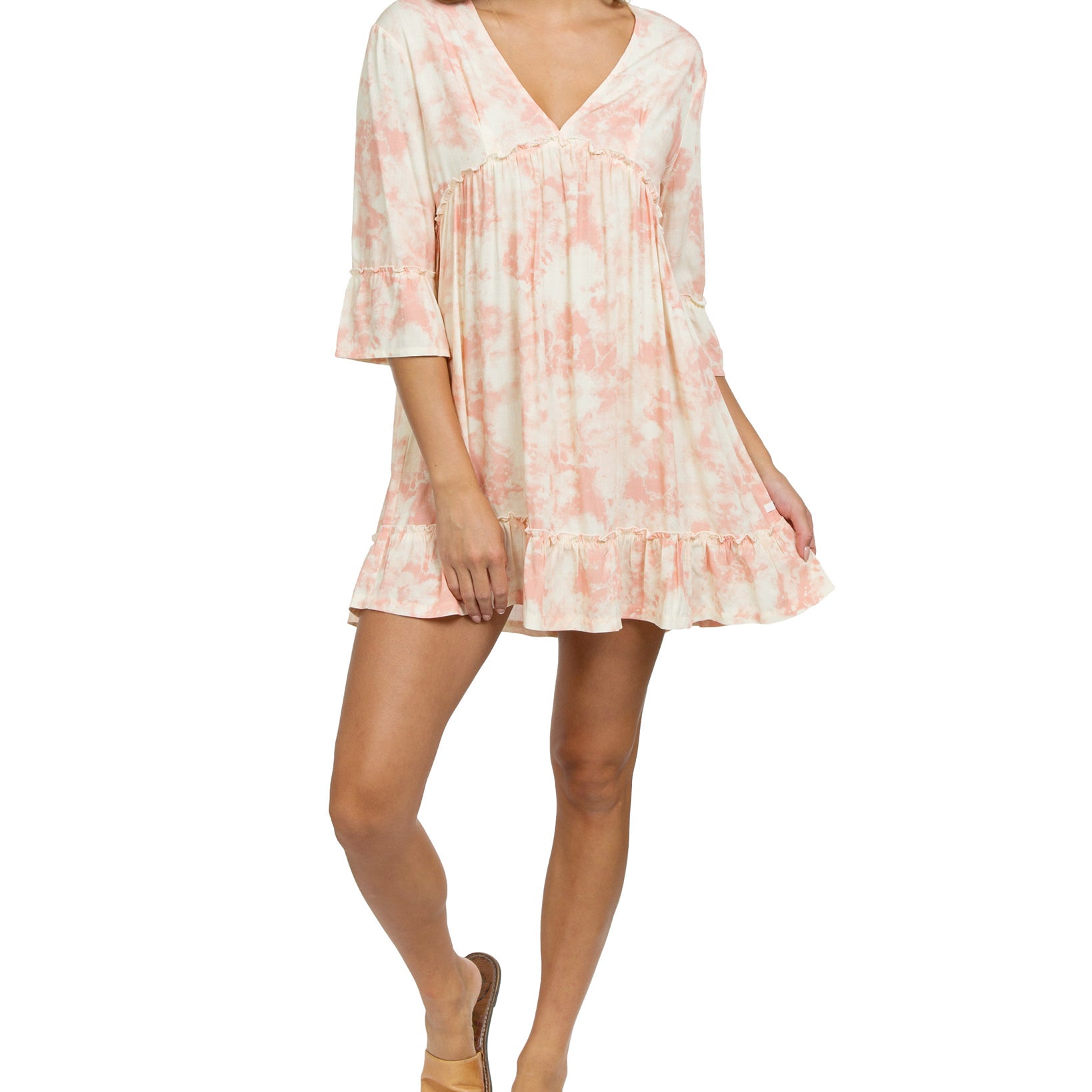 Hurley Women Tie Dyed A Line Dress Coral Almond Tie Dye