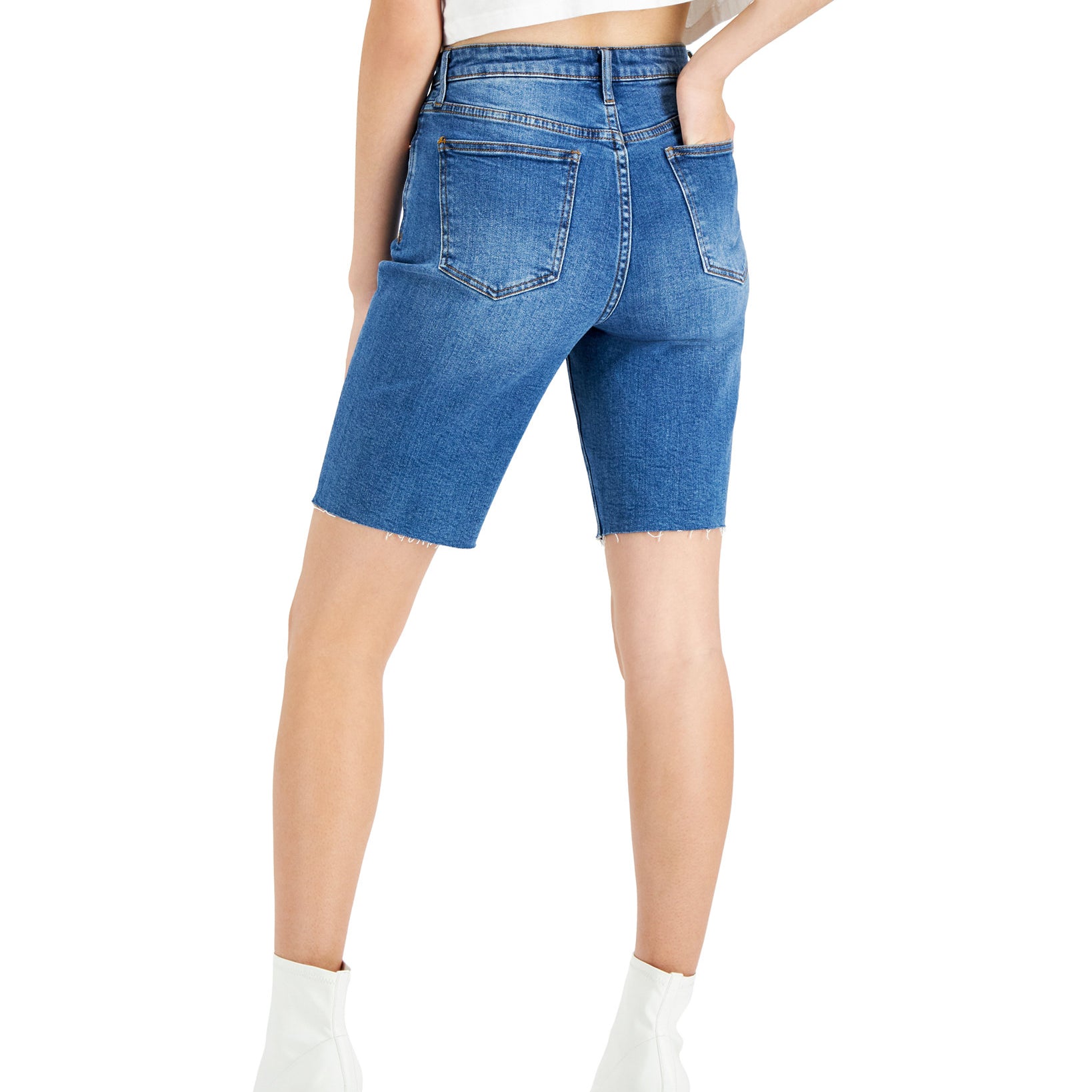 OAT Women High Rise Bermuda Jean Shorts