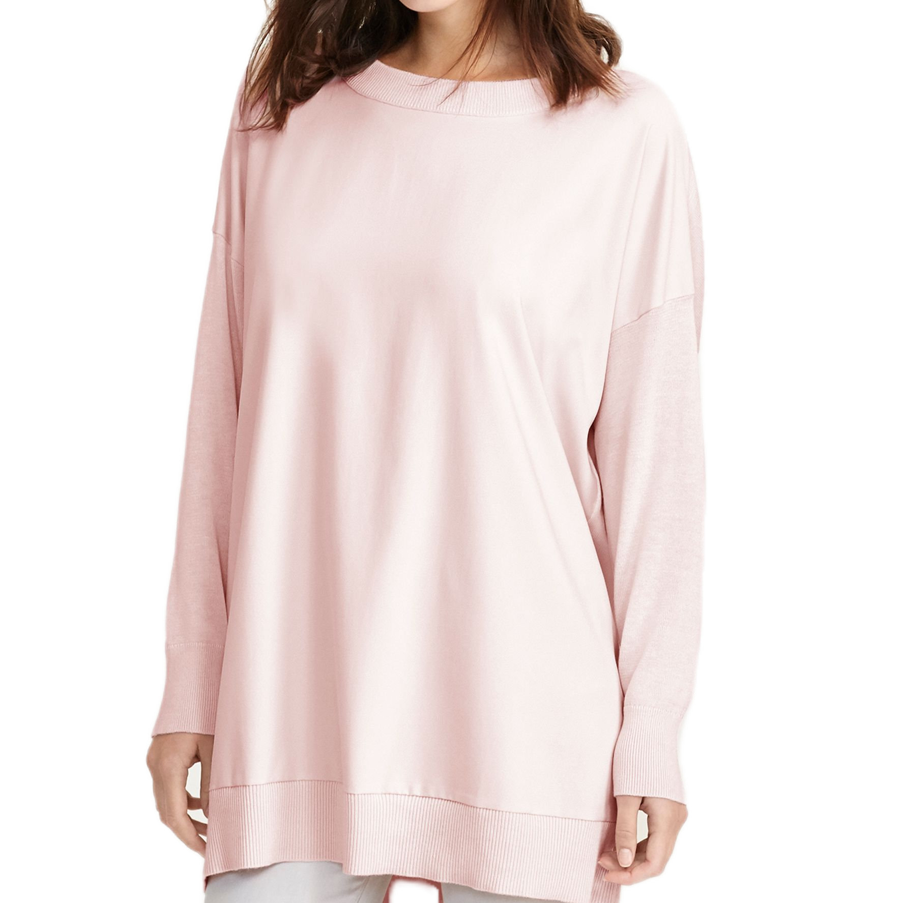 Lauren Ralph Lauren Women Twill Front Silk Blend Sweater Pale Rose