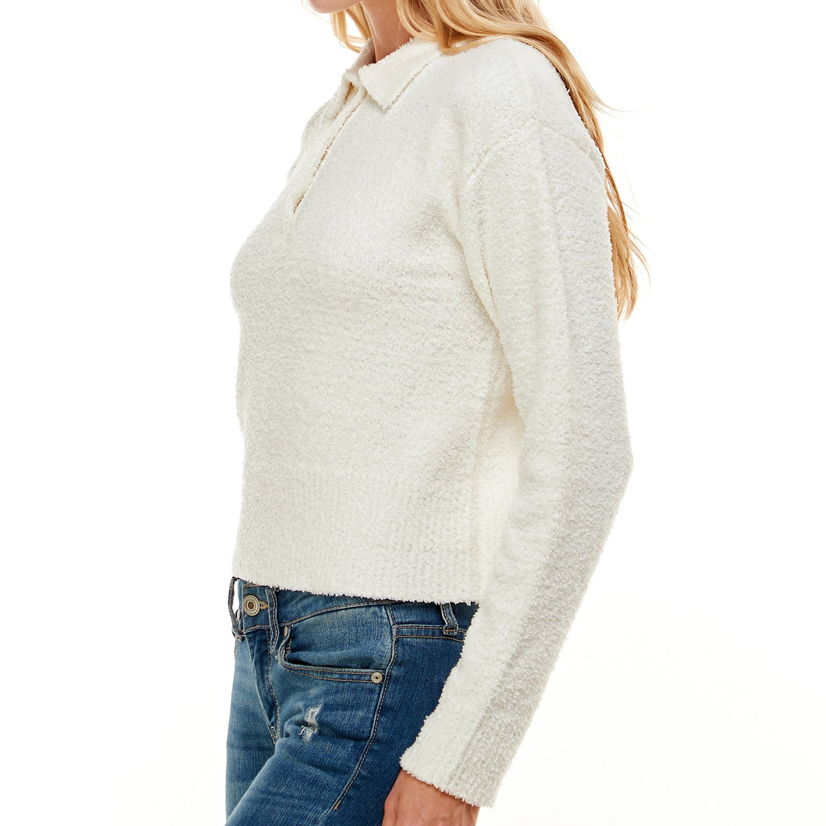 Ultra Flirt Women Fuzzy Polo Top
