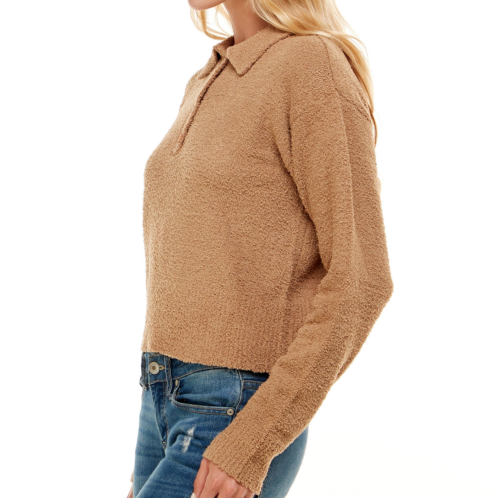 Ultra Flirt Women Fuzzy Polo Top