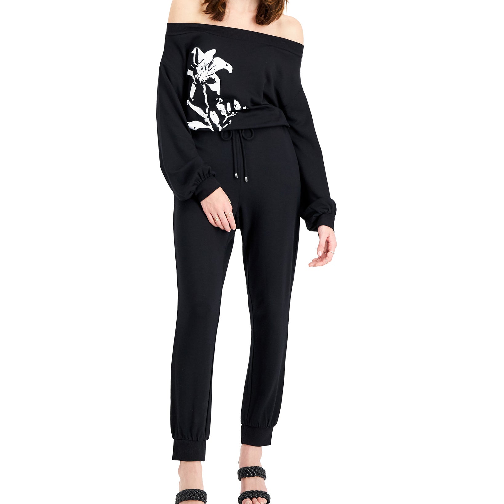 INC International Concepts Women Off The Shoulder Blouson Jumpsuit Bouquet Combo