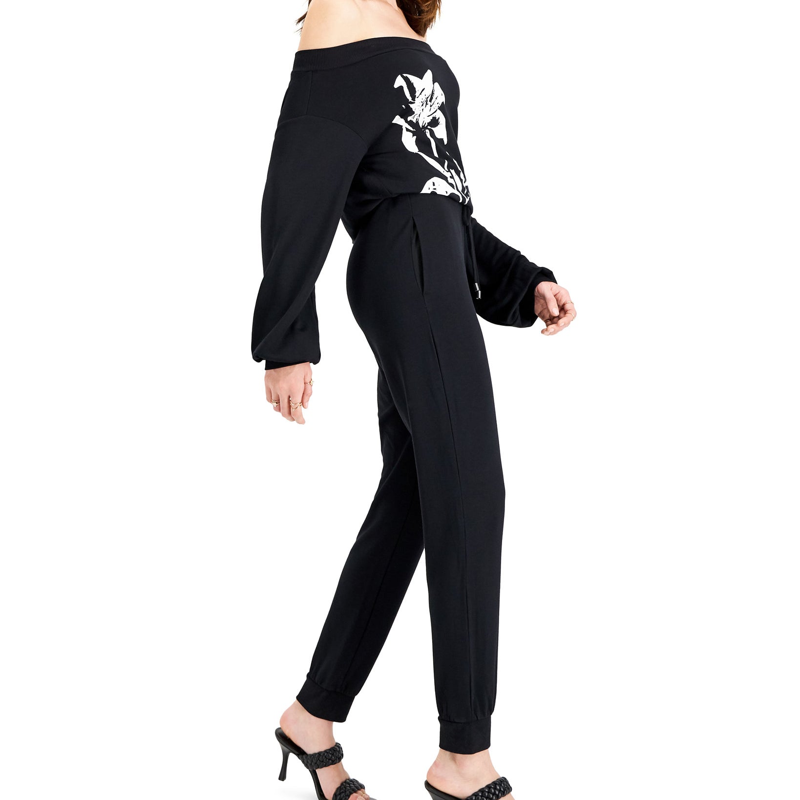 INC International Concepts Women Off The Shoulder Blouson Jumpsuit