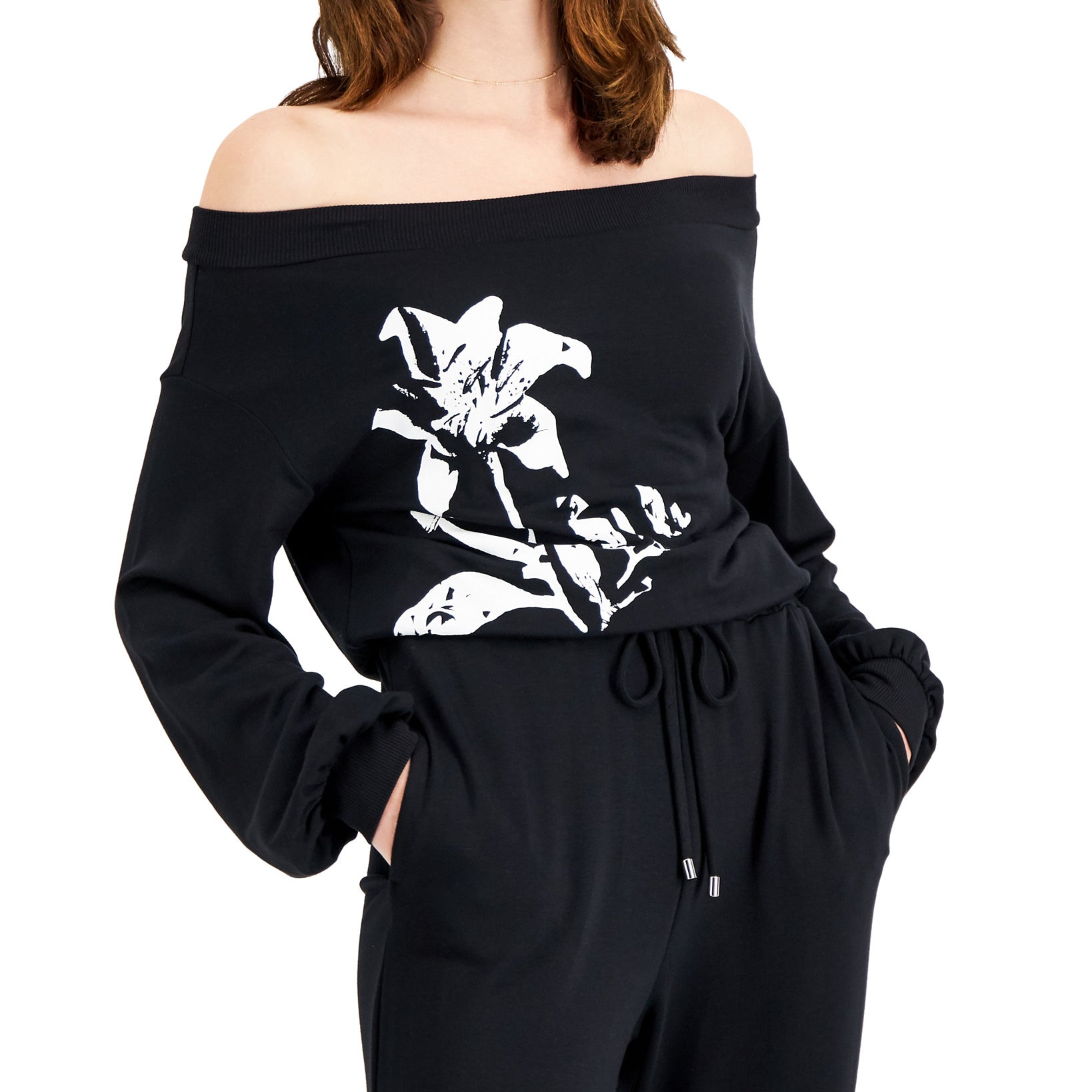 INC International Concepts Women Off The Shoulder Blouson Jumpsuit