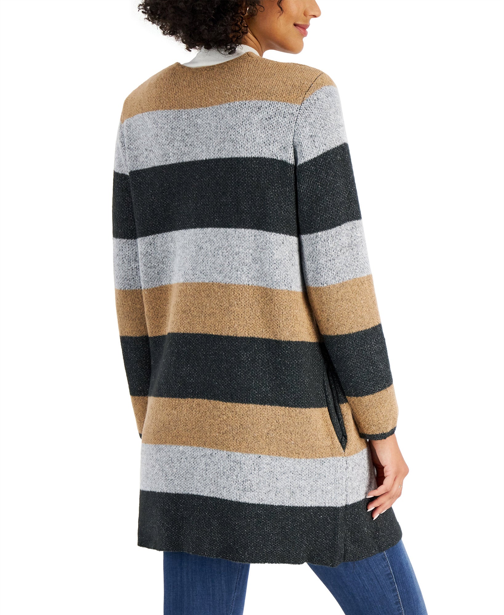 Charter Club Women Colorblocked Open Front Cardigan