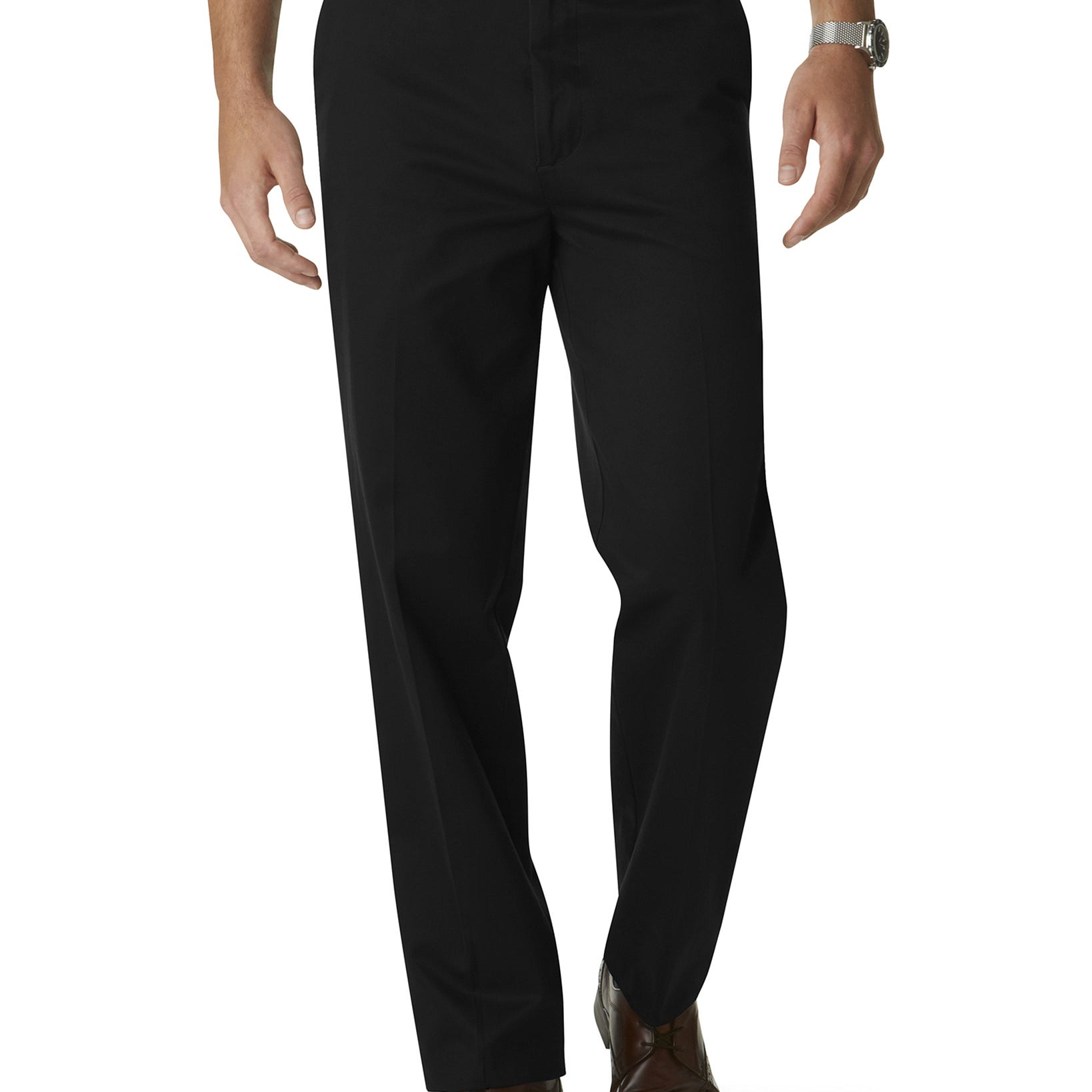 Dockers Men Signature Khaki Classic Fit Big and Tall Flat Front Pants Black