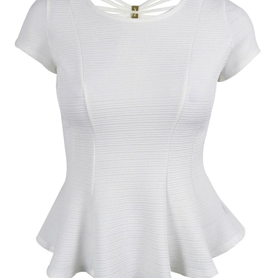 BCX Juniors Jersey Round Neck with Cut Out Back Top White