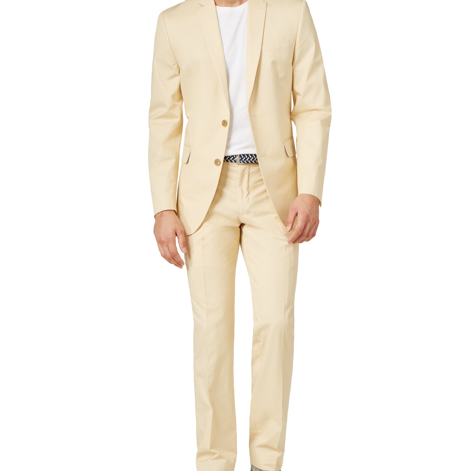Bar III Men Khaki Solid Cotton Slim Fit Jacket