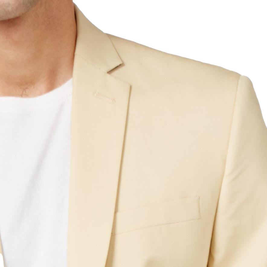 Bar III Men Khaki Solid Cotton Slim Fit Jacket