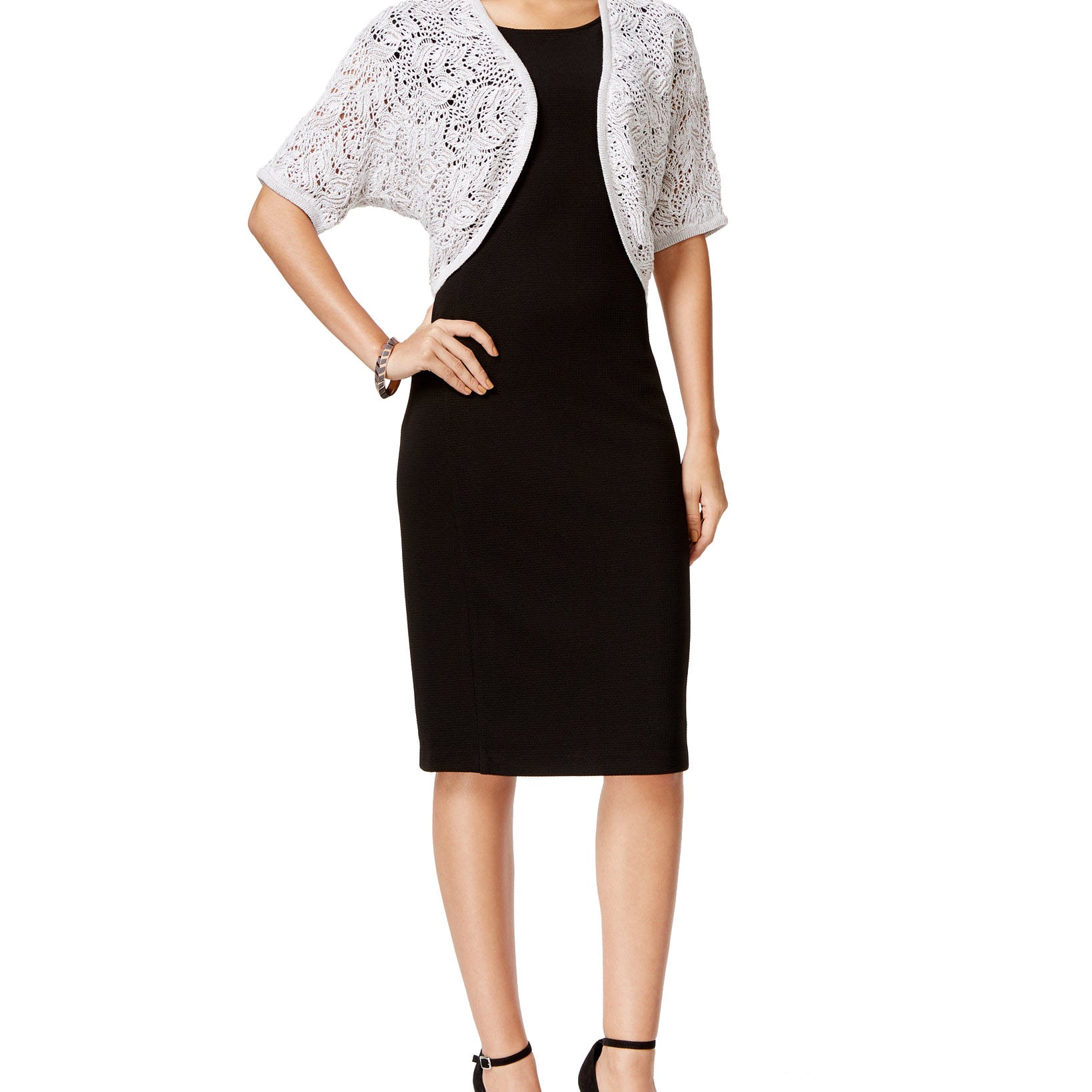 Jeanne Pierre Women Marled Open Knit Shrug