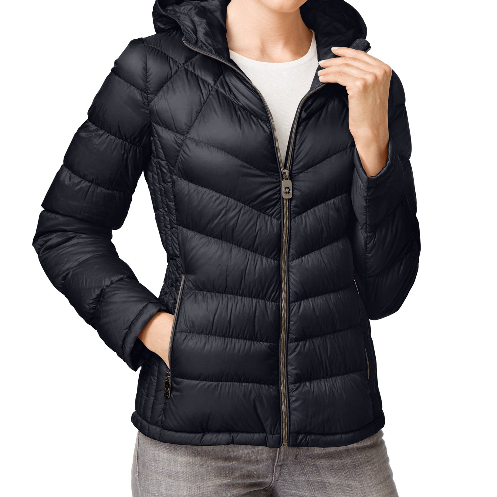 Michael Michael Kors Women Petite Packable Down Puffer Coat Black