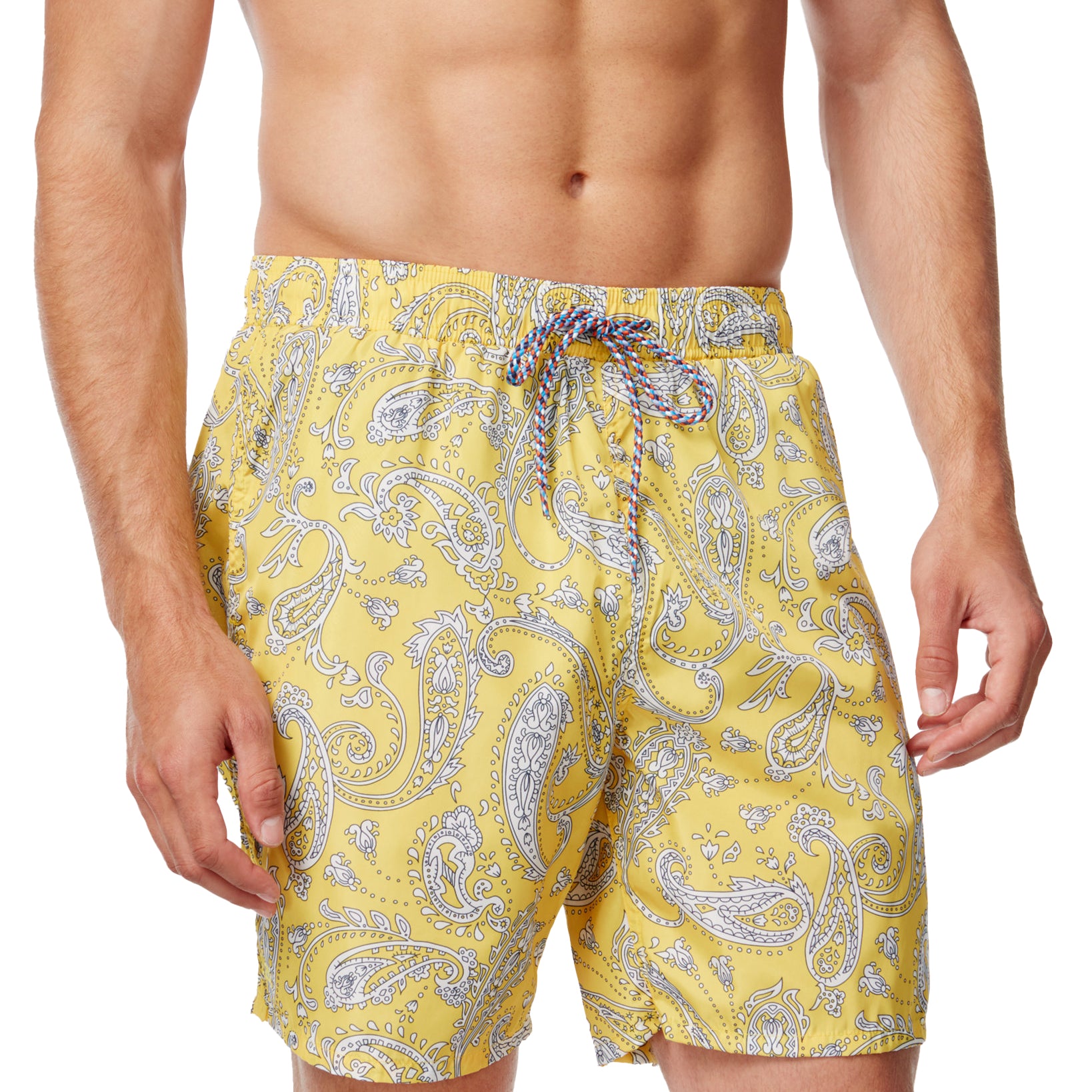 Cutter & Buck Men Jetty Paisley Swim Trunks Dandelion