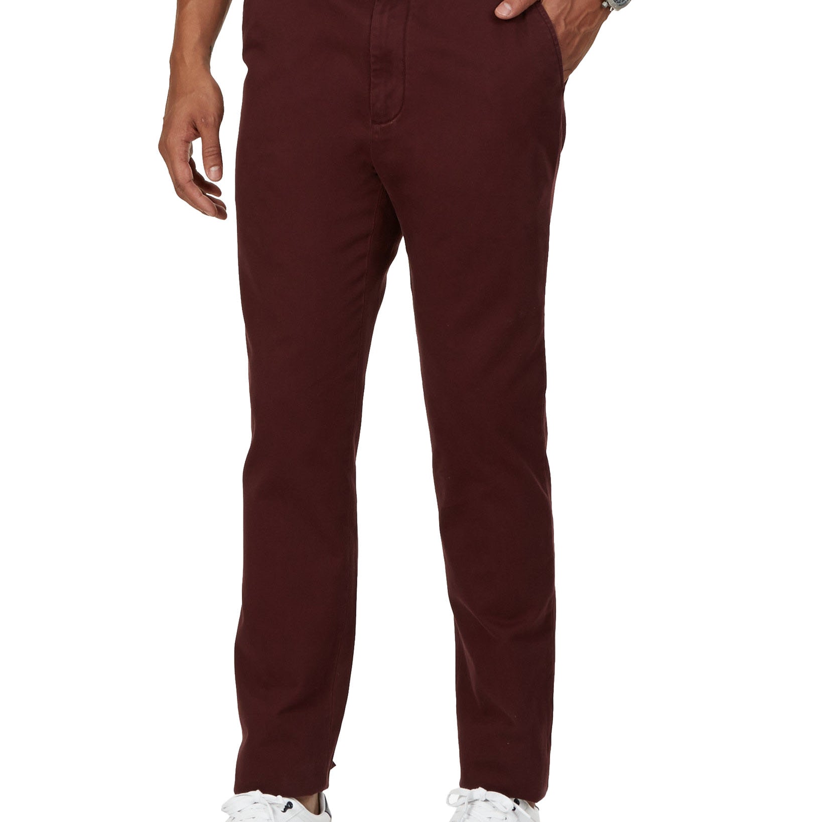 Nautica Men Flat Front Classic Twill Deck Pants Burgundy