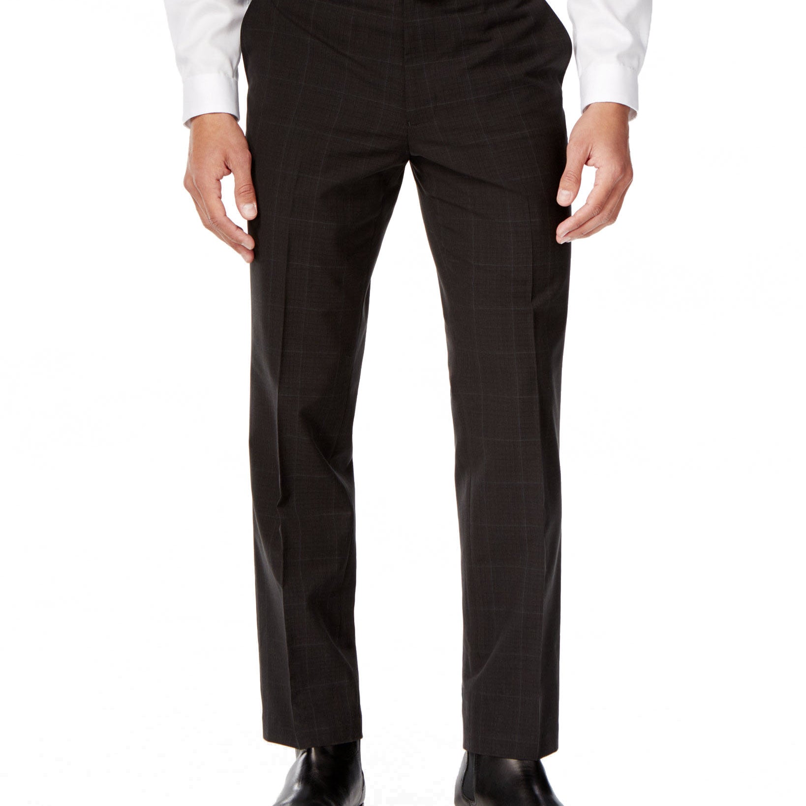 INC International Concepts Men Windowpane Check Dress Pants Black