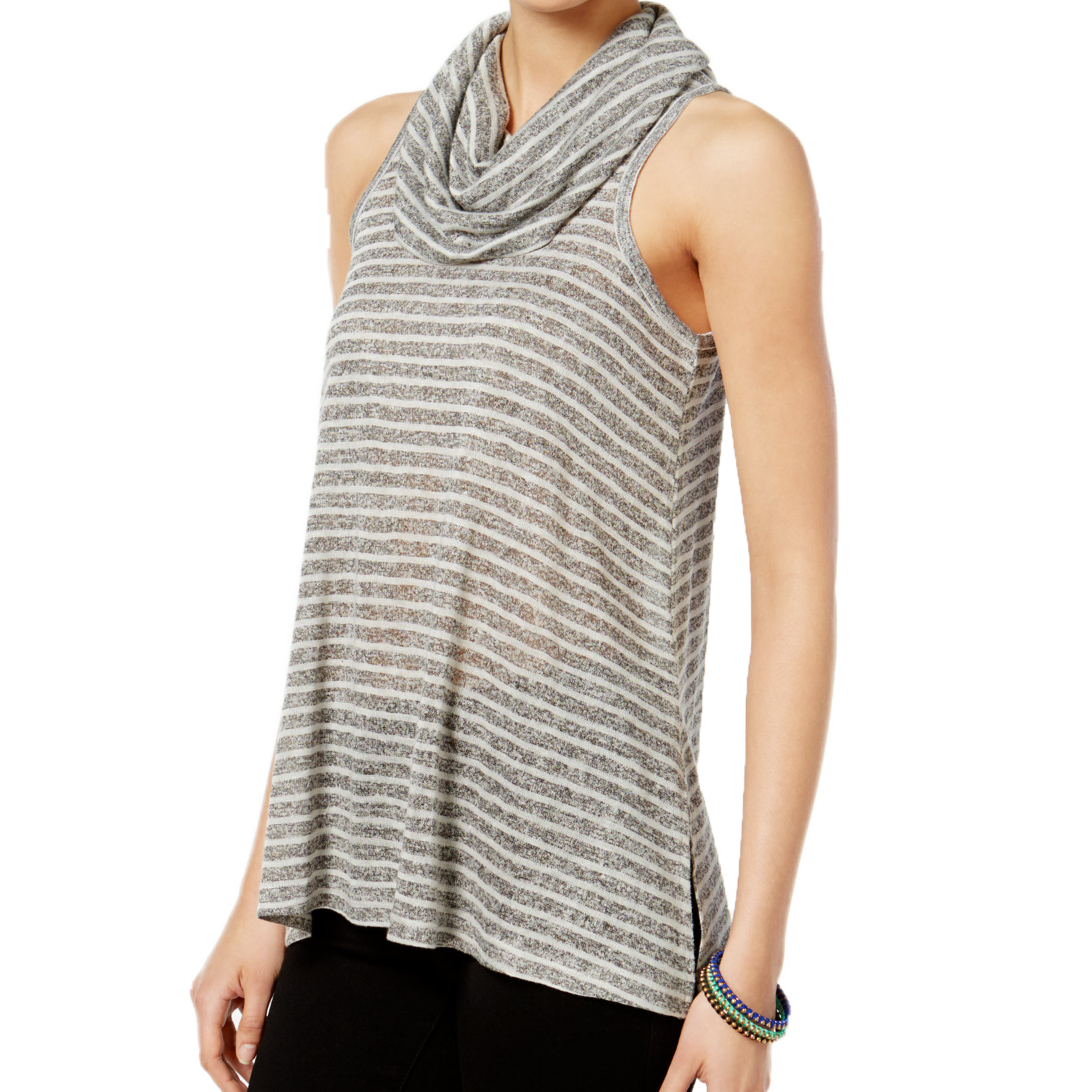 Hippie Rose Women Juniors Sleeveless Cowl Neck Top Light Heather Grey