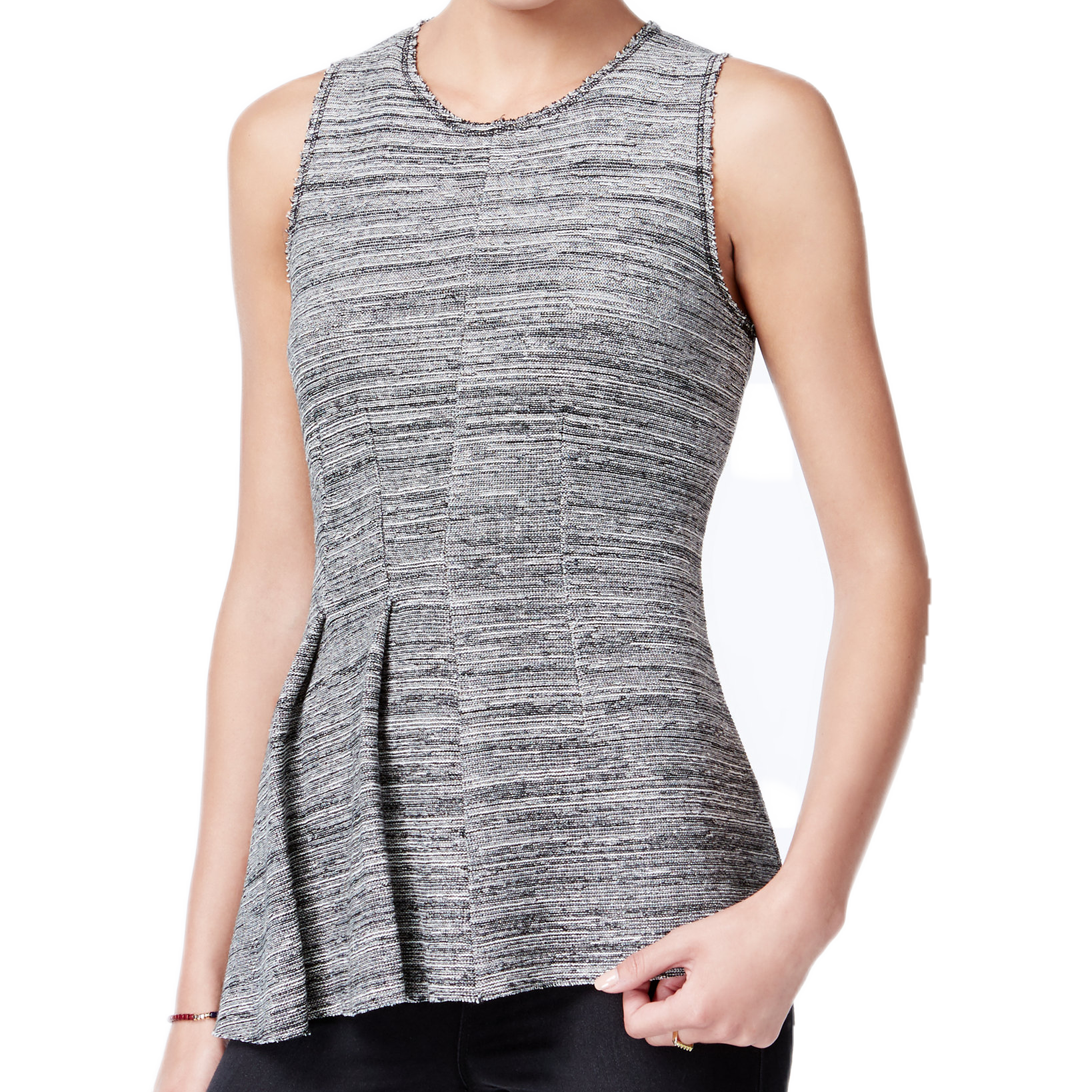 RACHEL Rachel Roy Women Amelia Pleated Top Black Combo