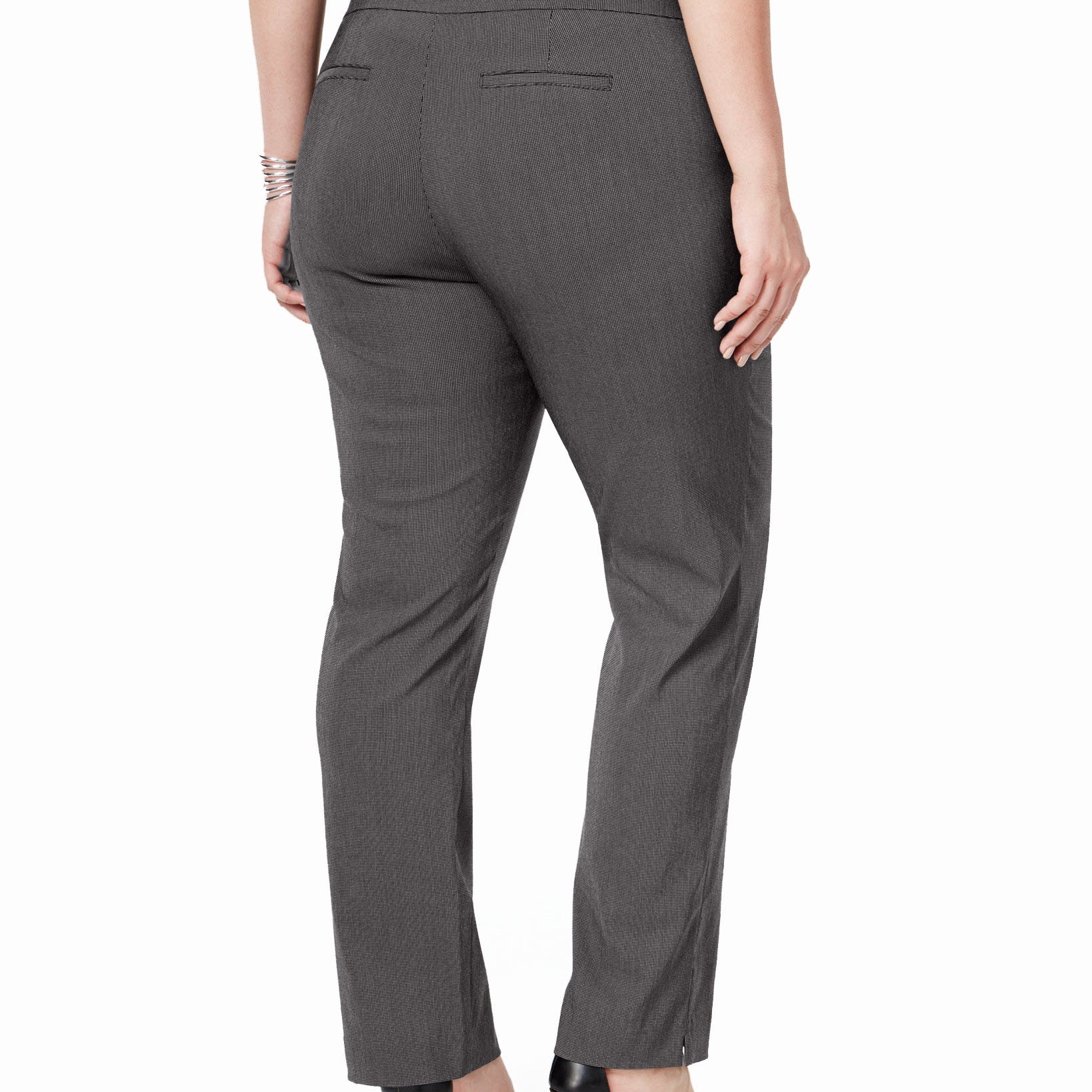 Charter Club Women Plus Cambridge Tummy Control Check Printed Pull On Pants