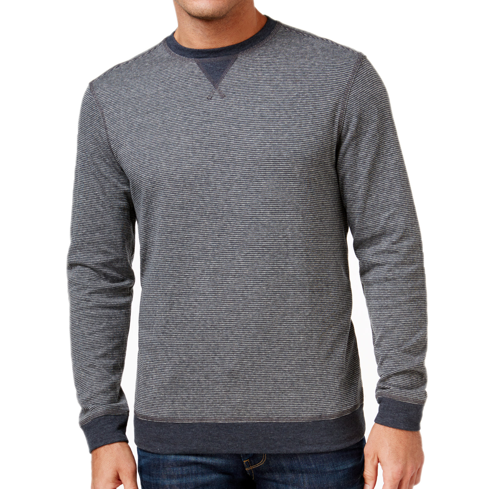 Tasso Elba Men Colorblocked Stripe Sweatshirt Onyx Heather