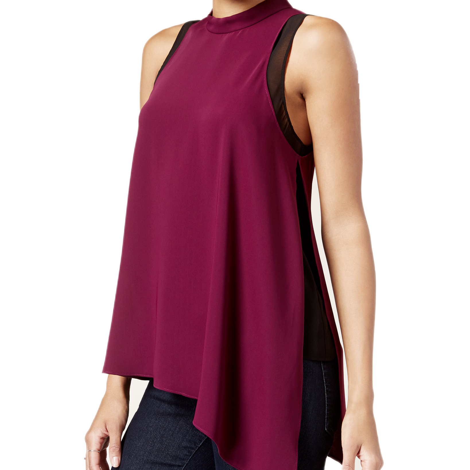 RACHEL Rachel Roy Women Asymmetrical Colorblocked Top Loganberry