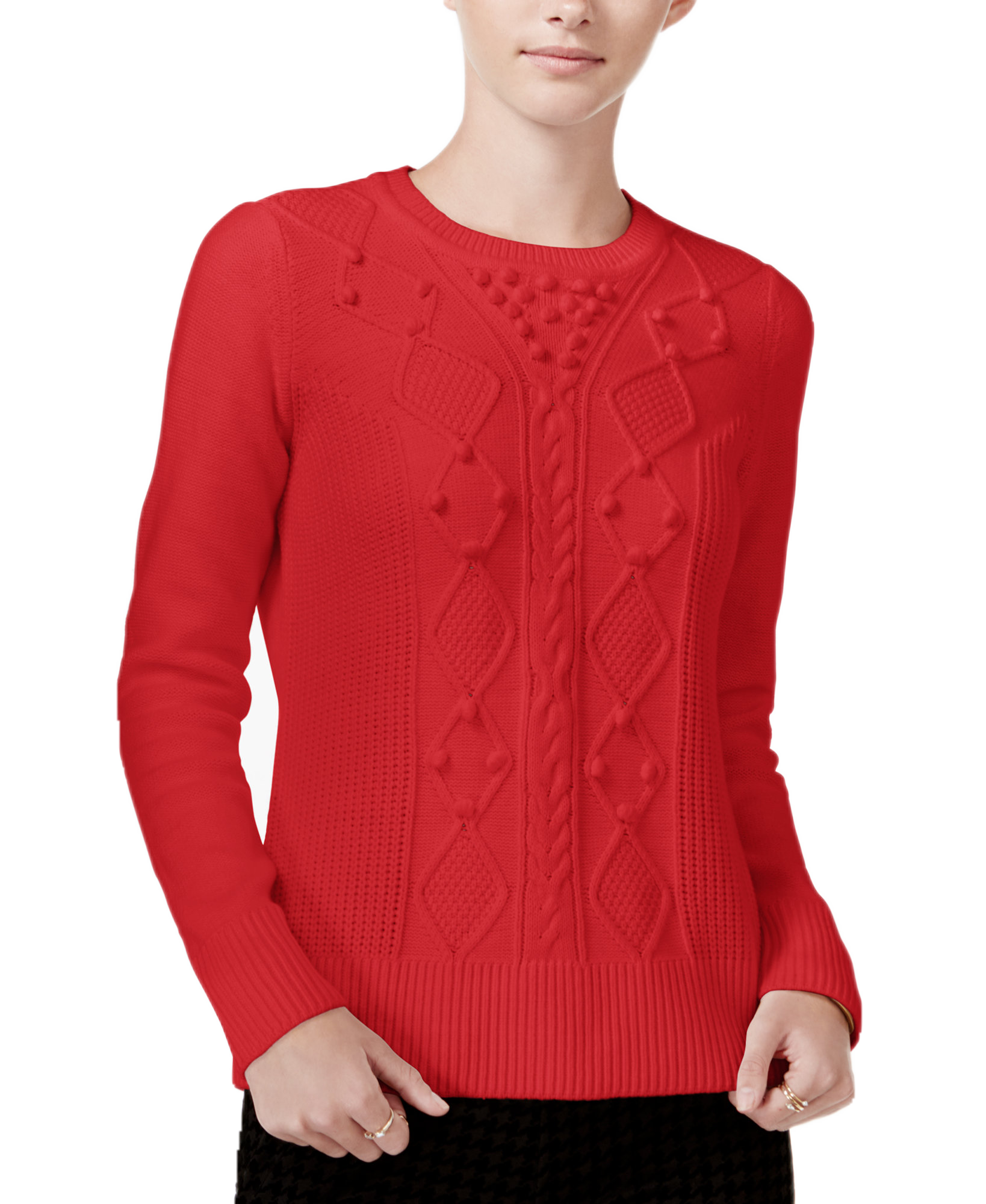 Maison Jules Women Textured Sweater Loving Red