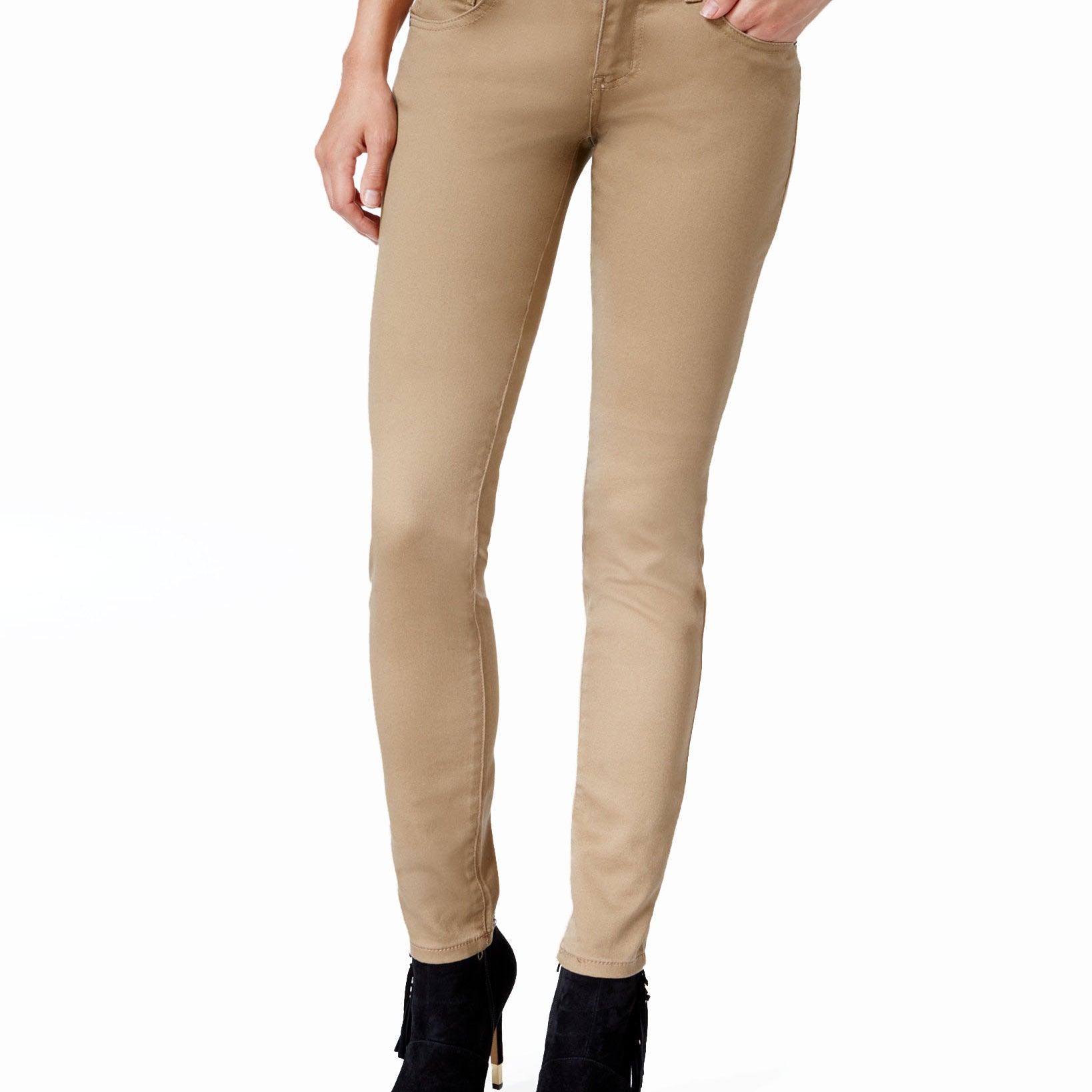Celebrity Pink Women Jayden Mid Rise Colored Wash Skinny Jeans Khaki