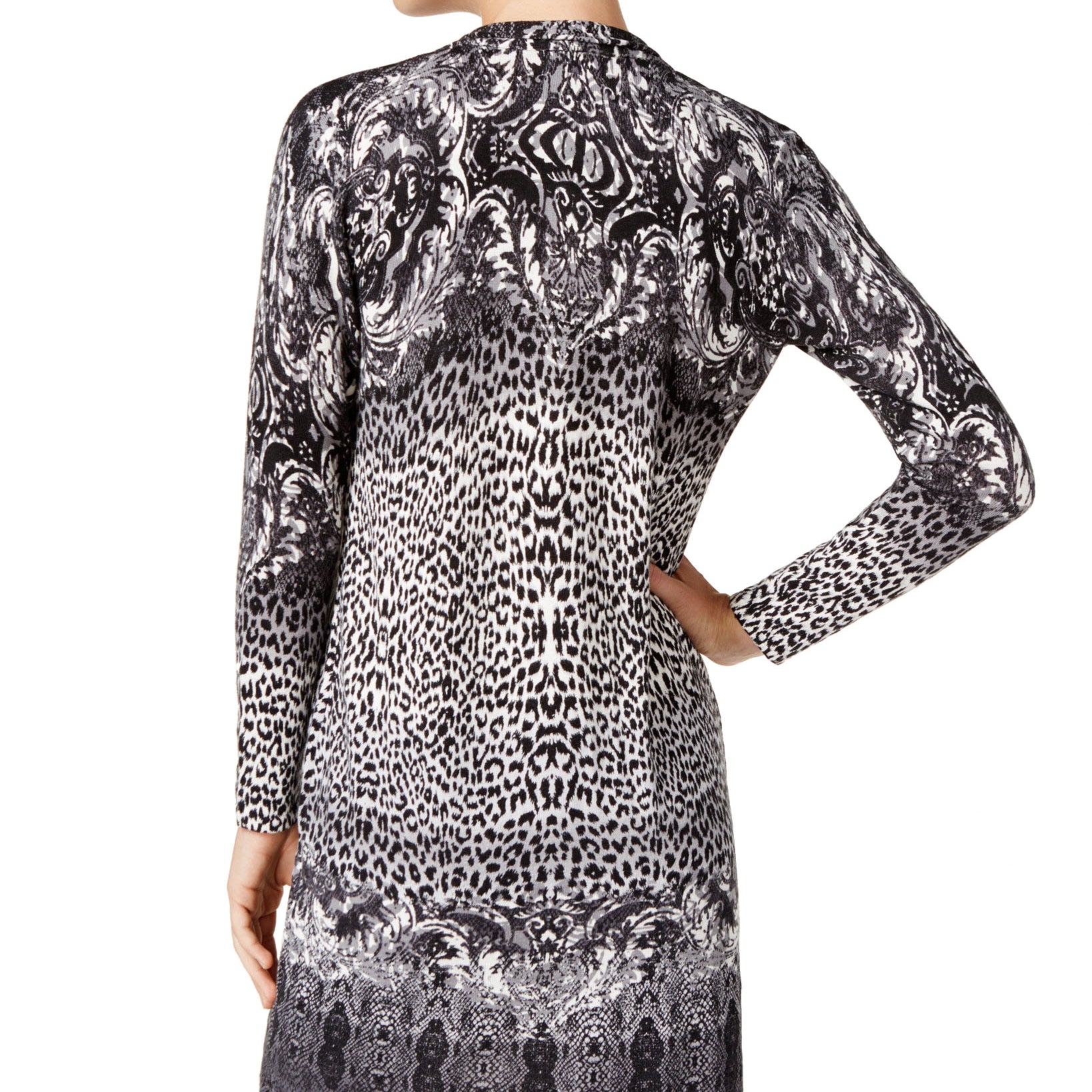 JM Collection Women Petite Printed Duster Cardigan