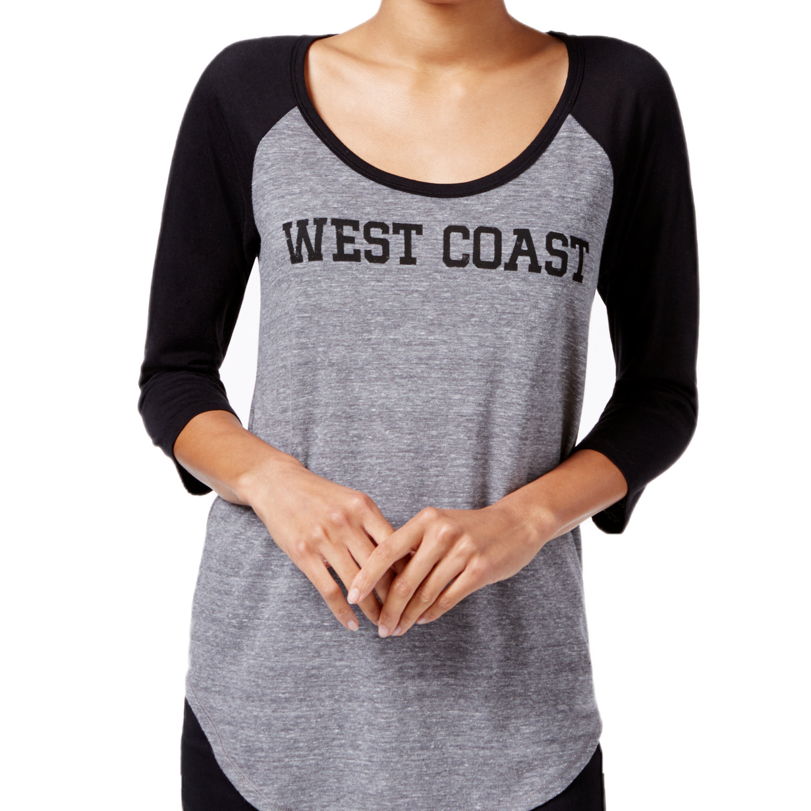 RACHEL Rachel Roy Women West Coast Graphic T Shirt Heather Grey